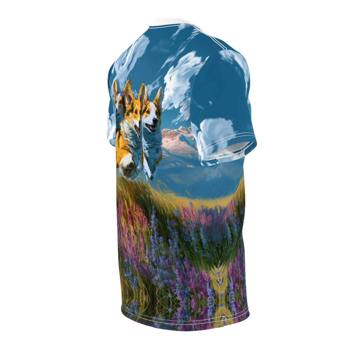 The Hills Are Alive Unisex Bold Designer Tee - The Sound of Corgis Under a Cerulean Sky