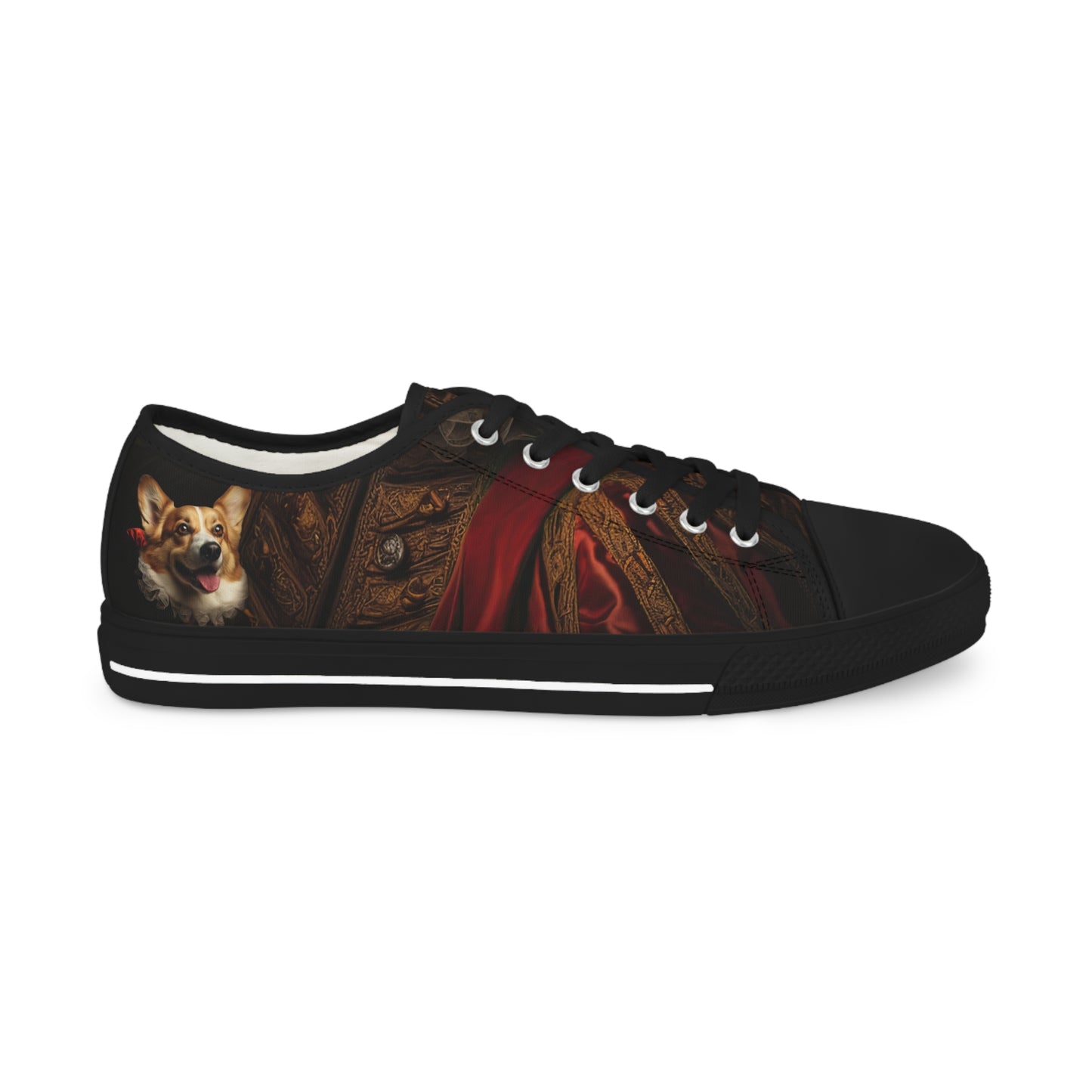 Renaissance Corgi Artistic Gothic Red Cloak Men's Low Top Casual Canvas Sneakers