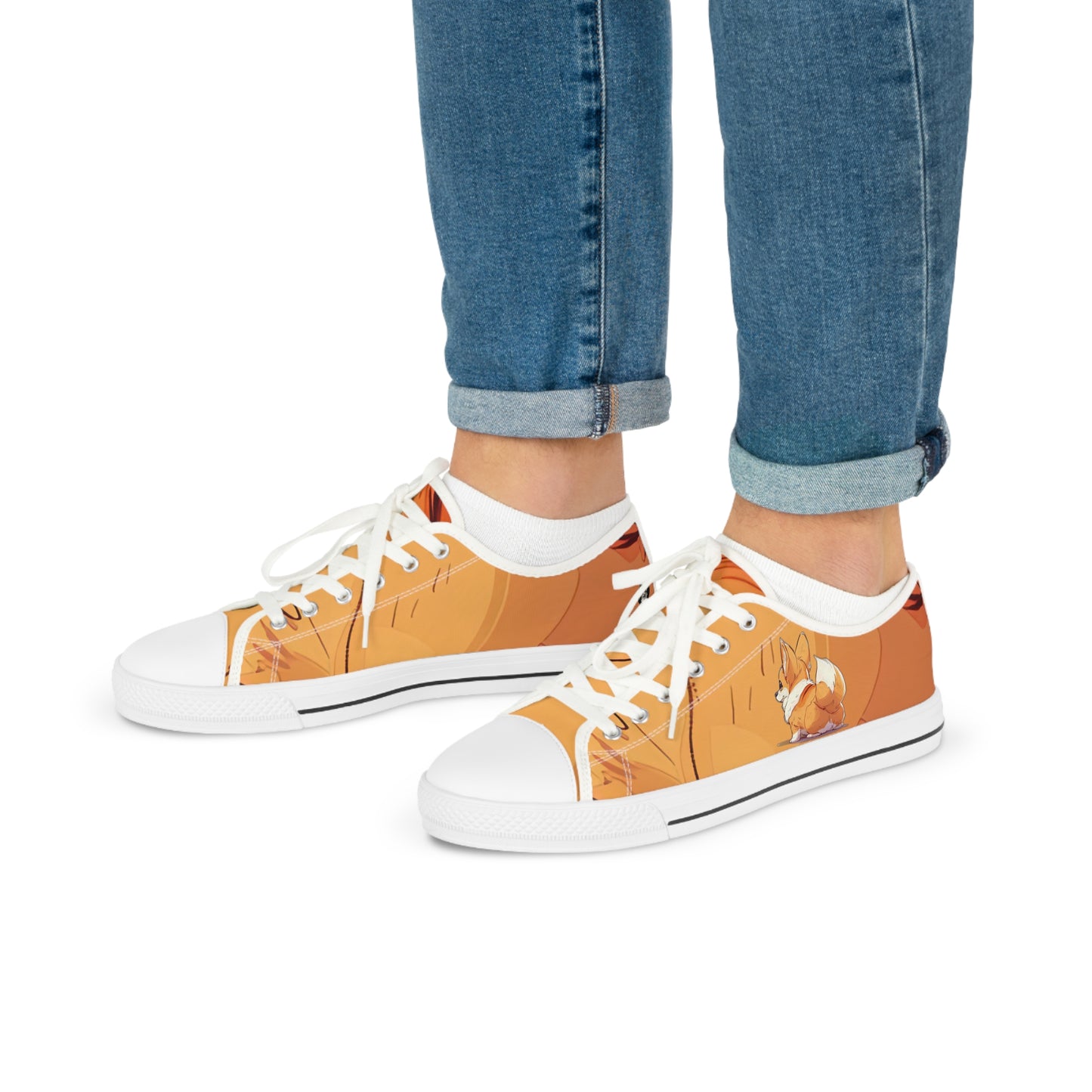 Cutie Patootie Men's Low Top Sneakers — Autumn Orange Canvas Casual Shoes