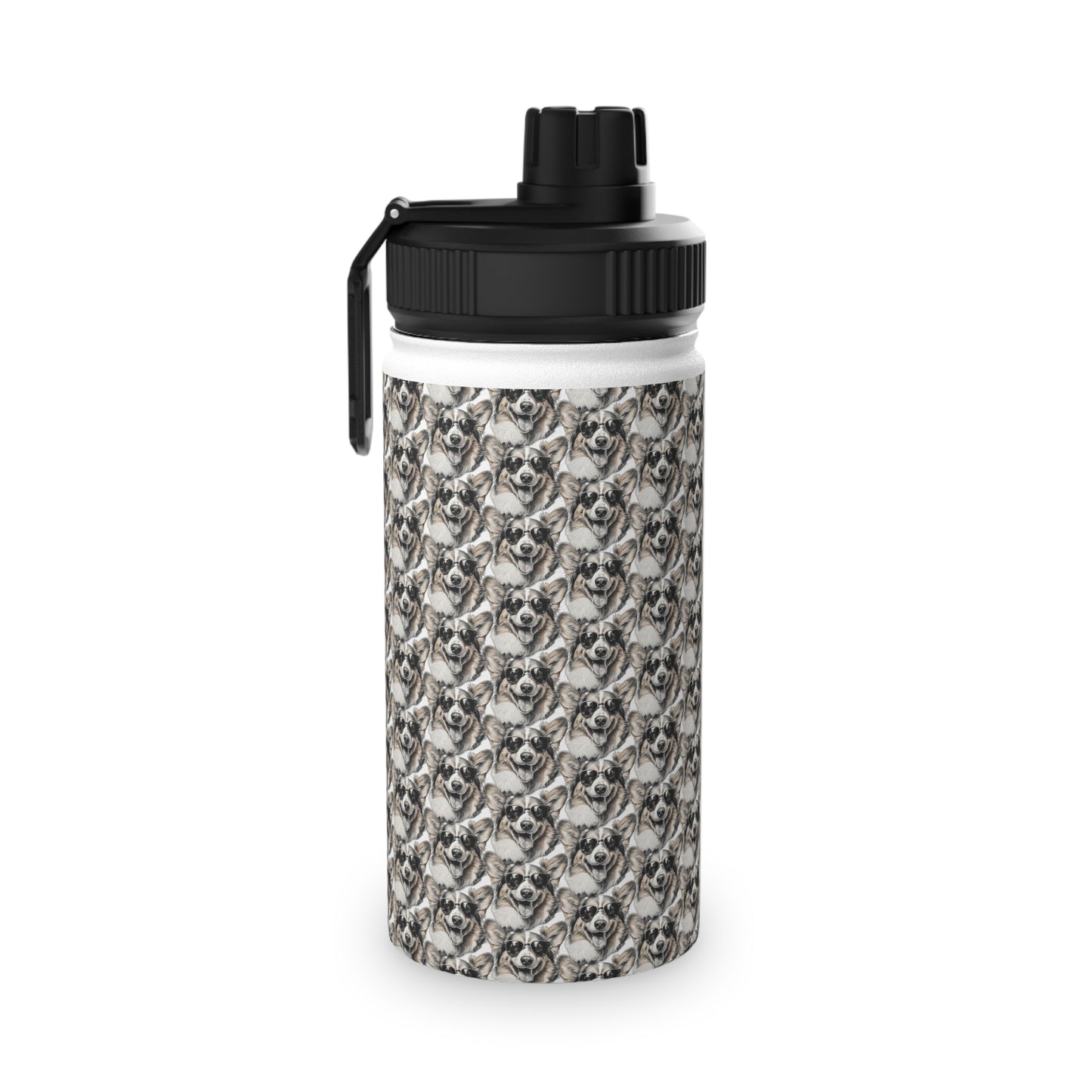 Corgi Cool Mosaic - Water Bottle with Sport Lid