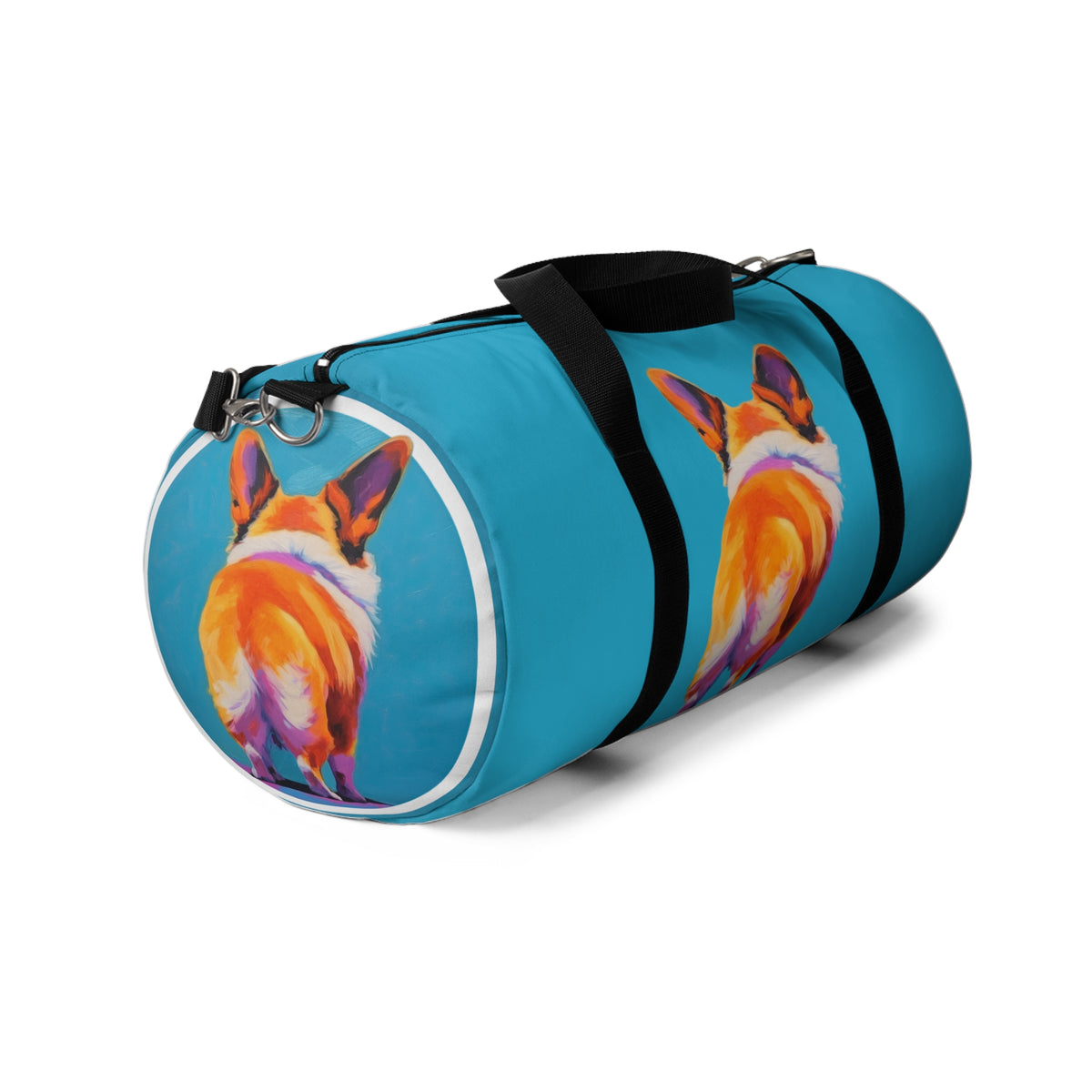 Corgi Butt Artistic Portrait Duffel Bag - Fun Blue Corgi Travel Gym Bag