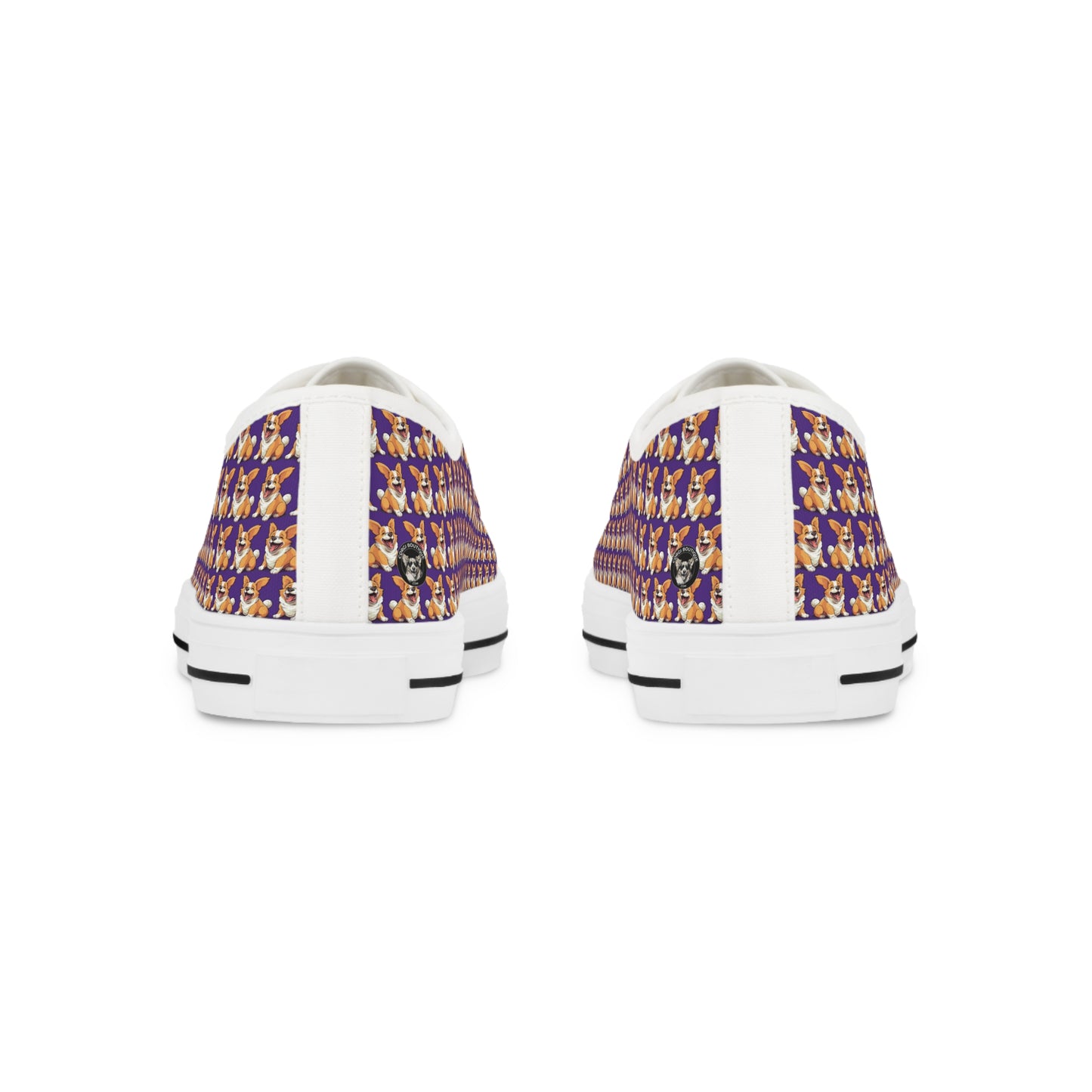 Jolly Jiggling Corgi Purple Houndstooth Style Low Top Men's Casual Patterned Canvas Sneakers