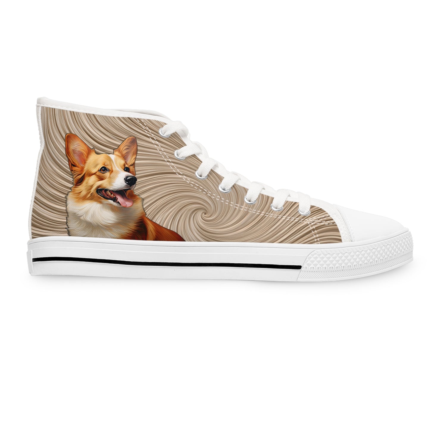 Pembroke Portrait Women's High Top Casual Swirling Tan Sneakers