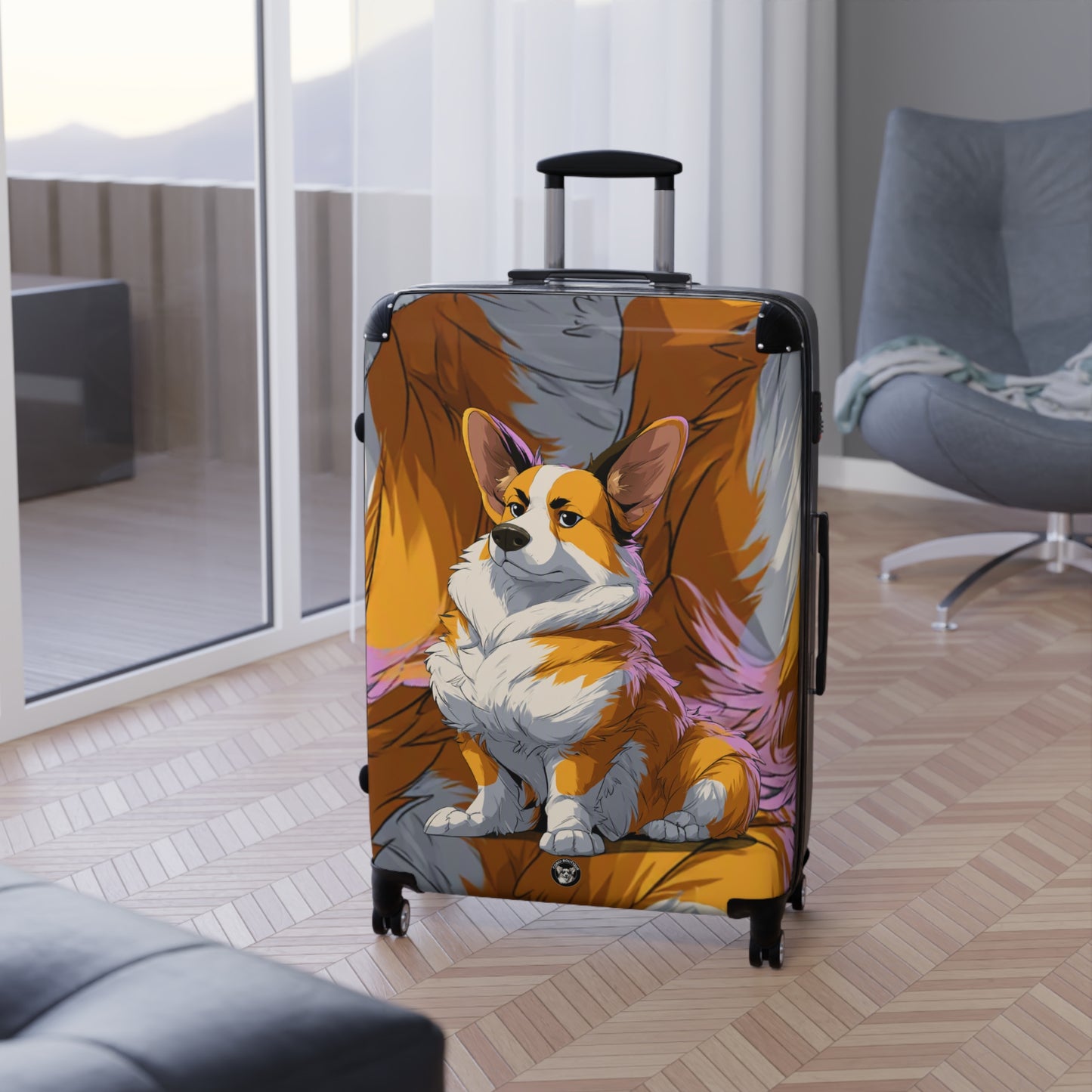 Boss Dog Corgi Artistic Suitcases — Corgi In Charge Luggage