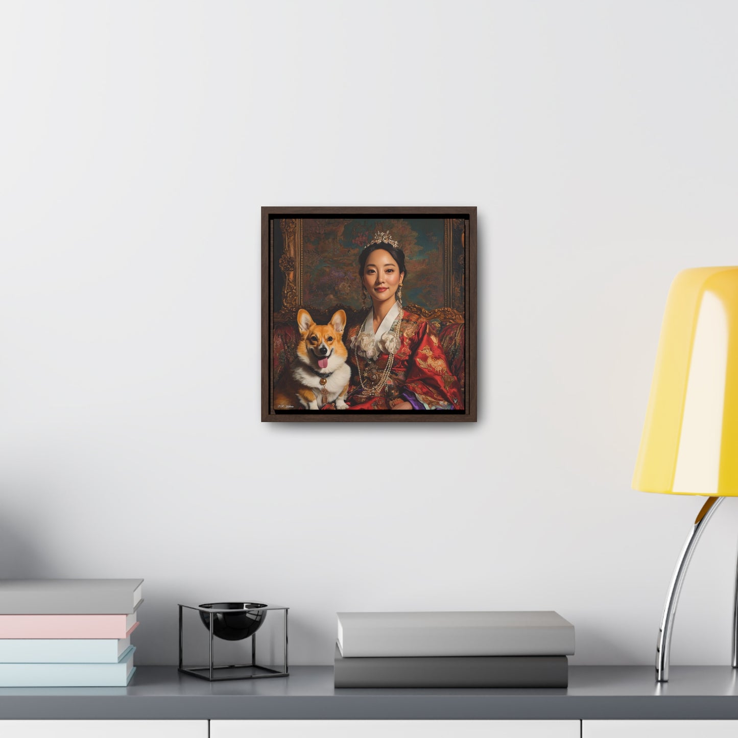 Korean Corgi Queen - Framed on Canvas