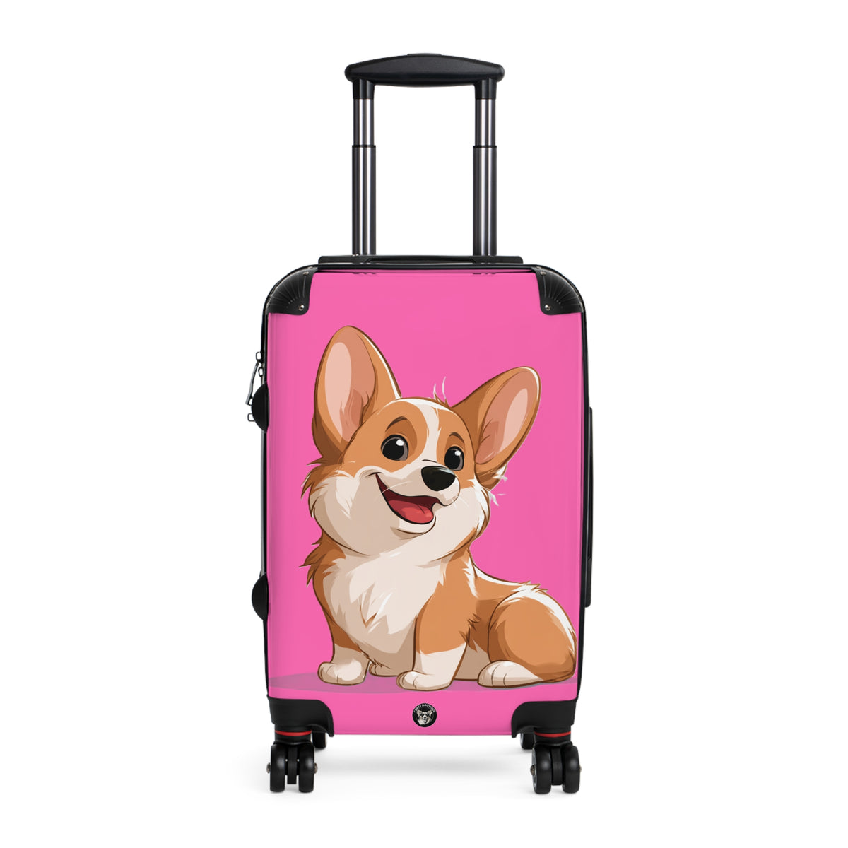 Cute Corgi Puppy Animation Suitcases — Pink Rolling Luggage with Adorable Dog Design