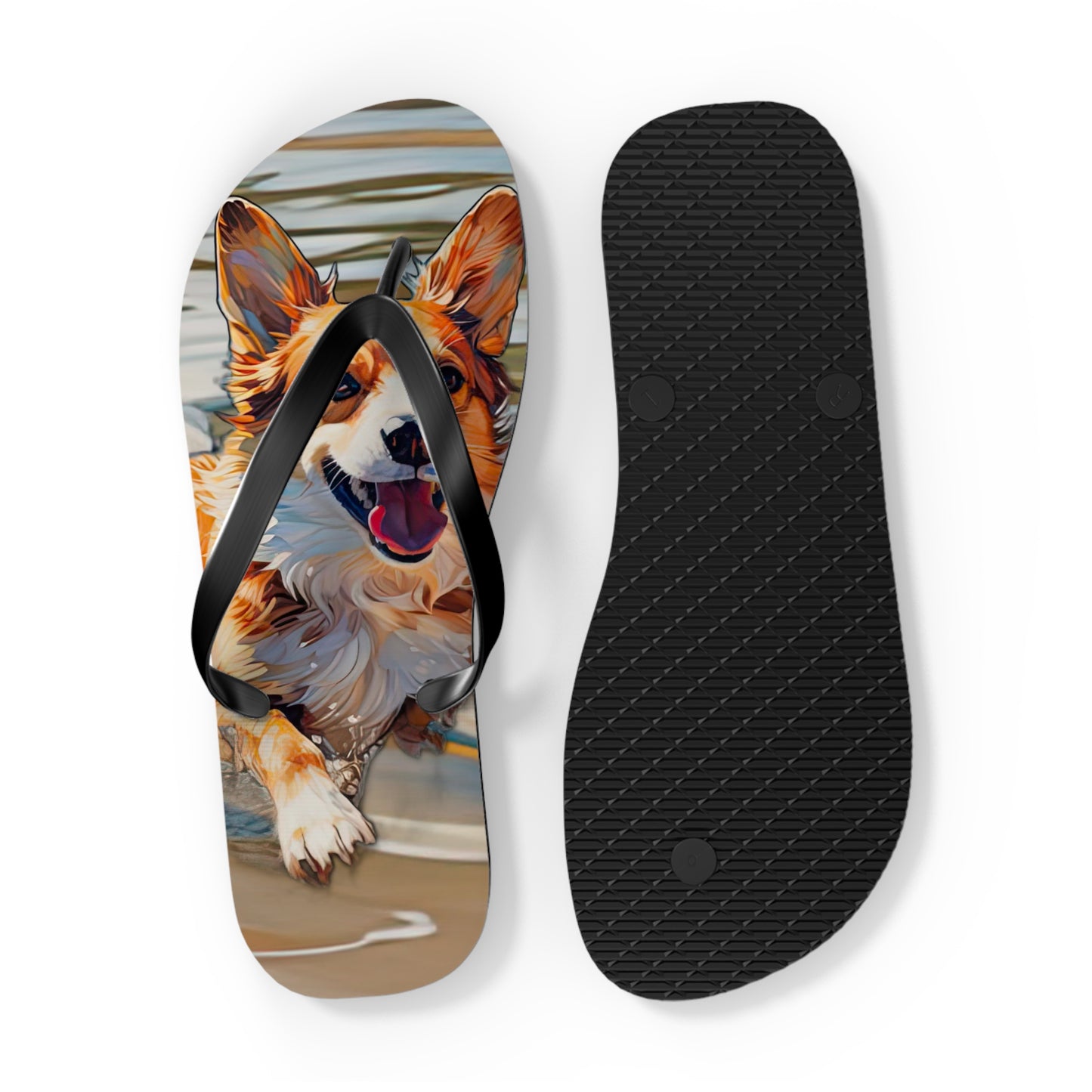 Coastal Corgi Flip-Flops