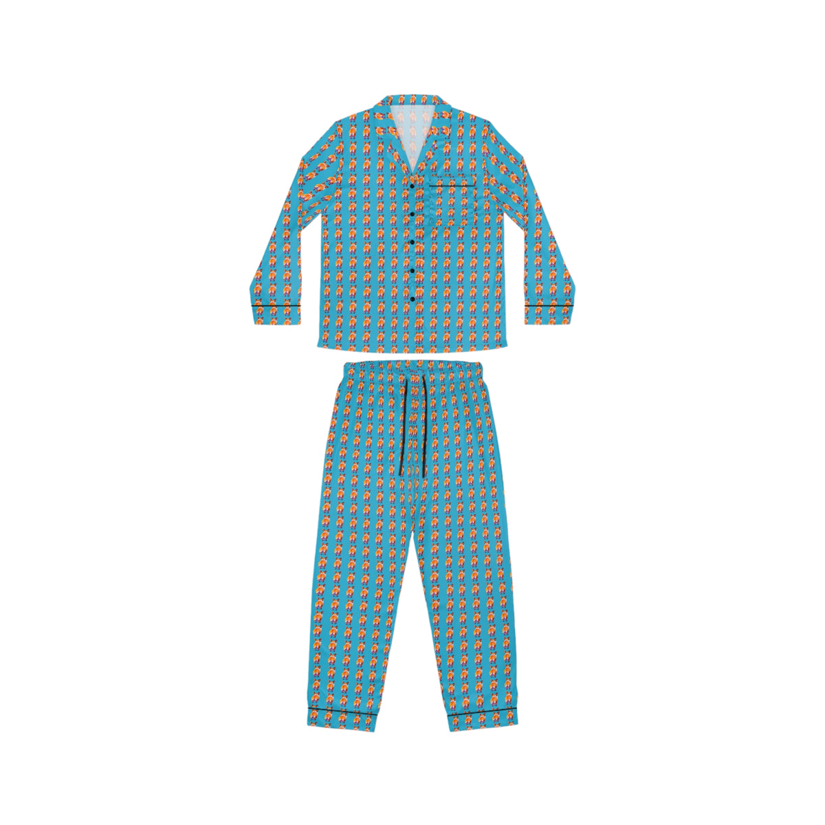 Corgi Butt Artistic Stripes Portrait - Blue Silky Pajamas