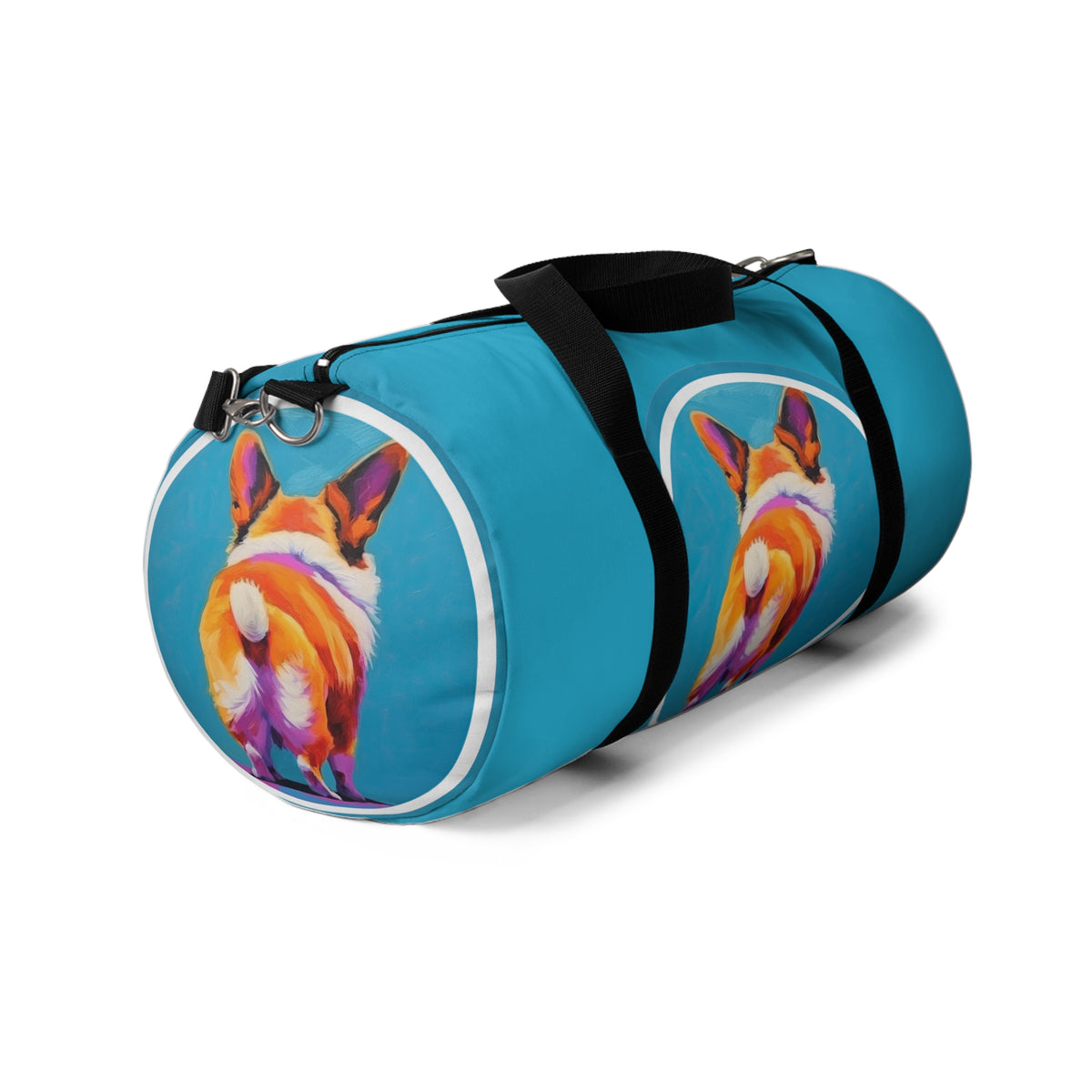 Corgi Butt Custom Artwork Duffel Bag - Fun Blue Corgi Travel Gym Bag