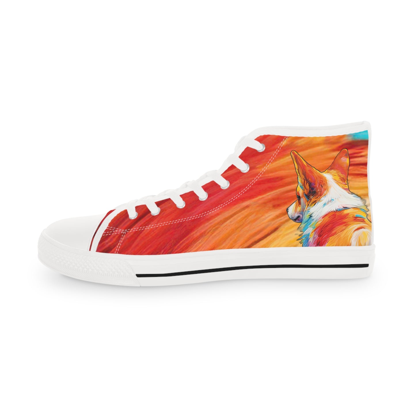 Peekaboo Corgi Vibrant Artistic Men's High Top Casual Canvas Sneakers