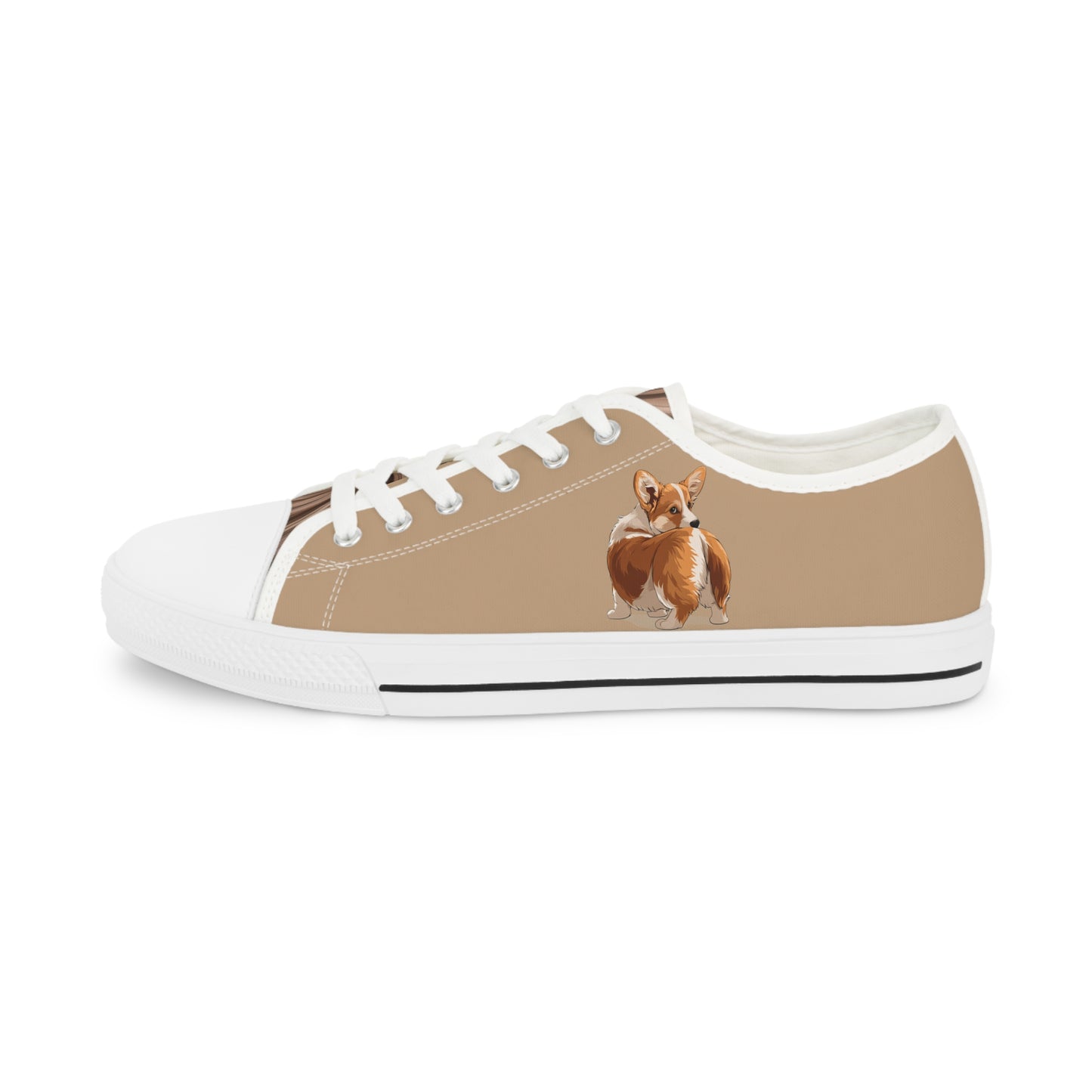 Butt What? Talk To The Butt Contemptuous Corgi Men's Low Top Casual Tan Canvas Sneakers
