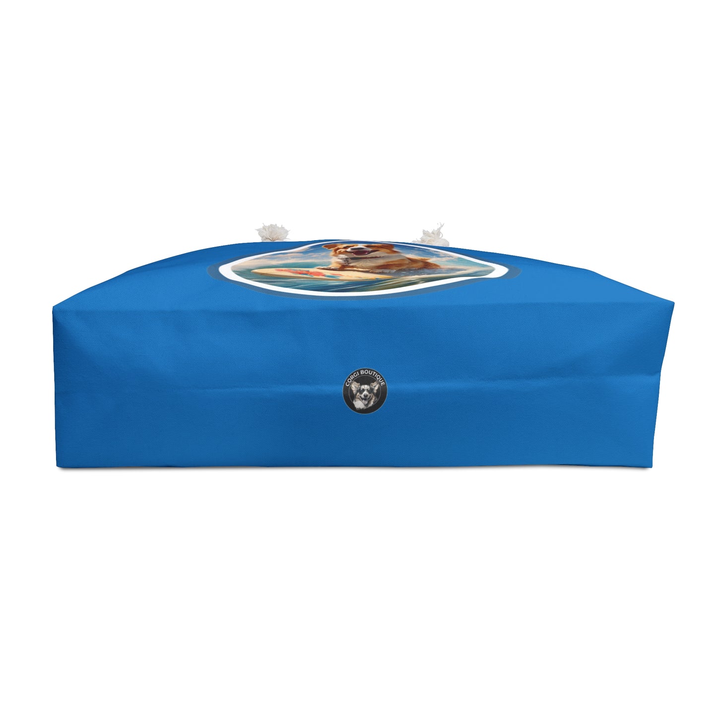 Cowabunga Surfing Corgi Weekender Beach Bag – Blue Beach Themed Corgi Travel Tote