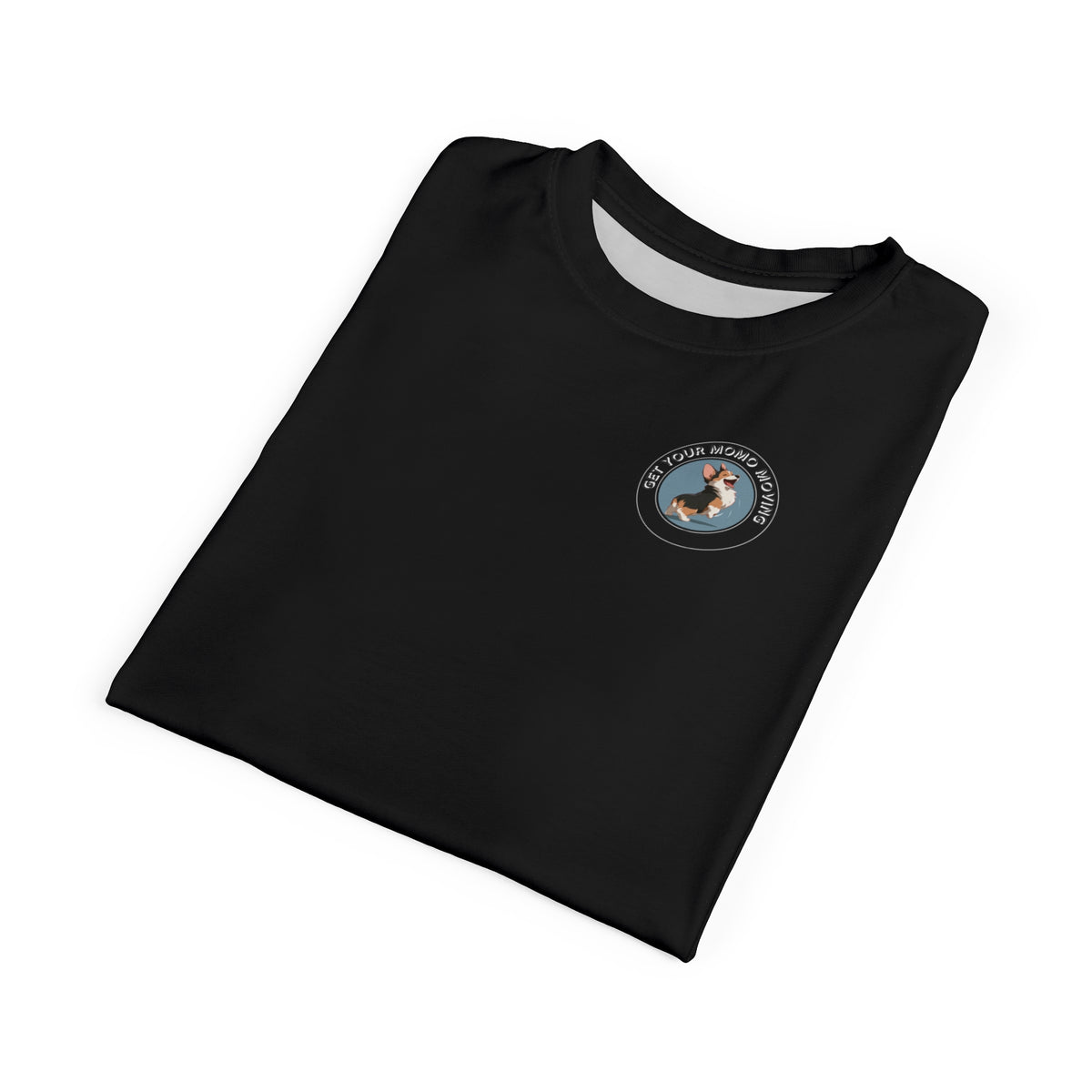 Get Your Momo Moving Unisex Bold Designer Tee - Corgi Humor on Phantom Black