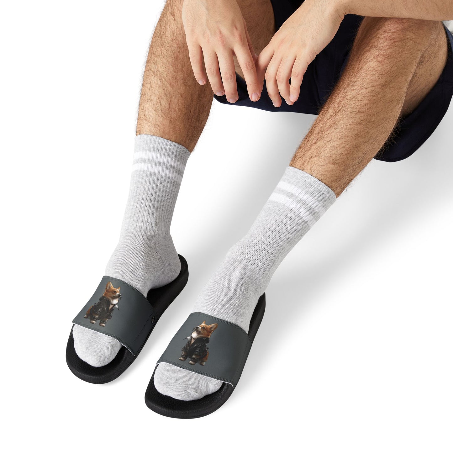 Leader of the Pack Men's Gray Slide Sandals - Casual Pool & Beach Slides