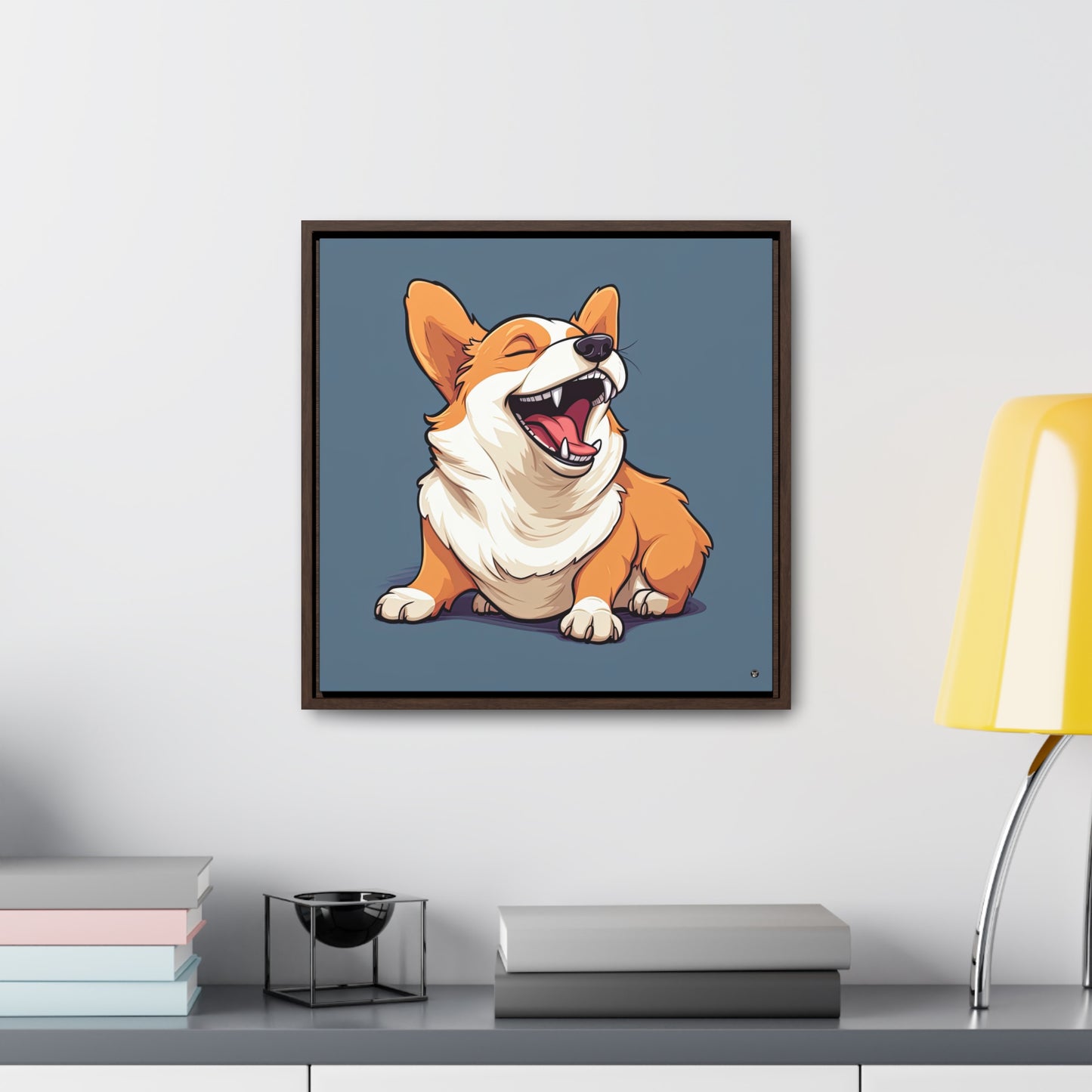 Comical Corgi - Framed on Canvas
