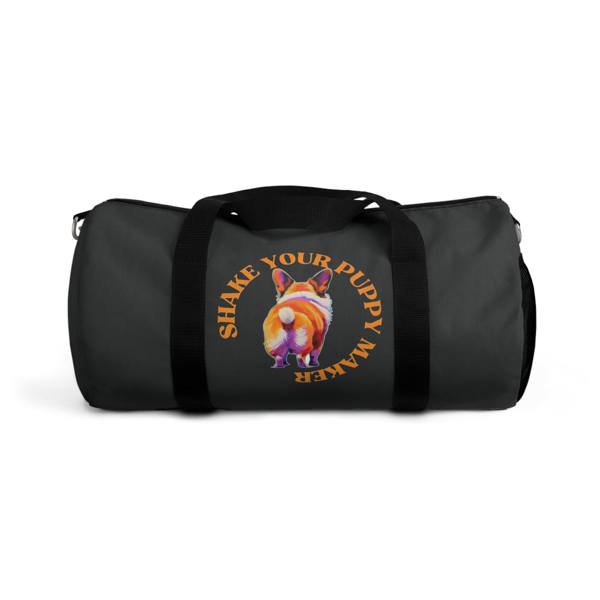 Shake Your Puppy Maker Duffel Bag - Fun Corgi Humor Charcoal Travel Gym Bag