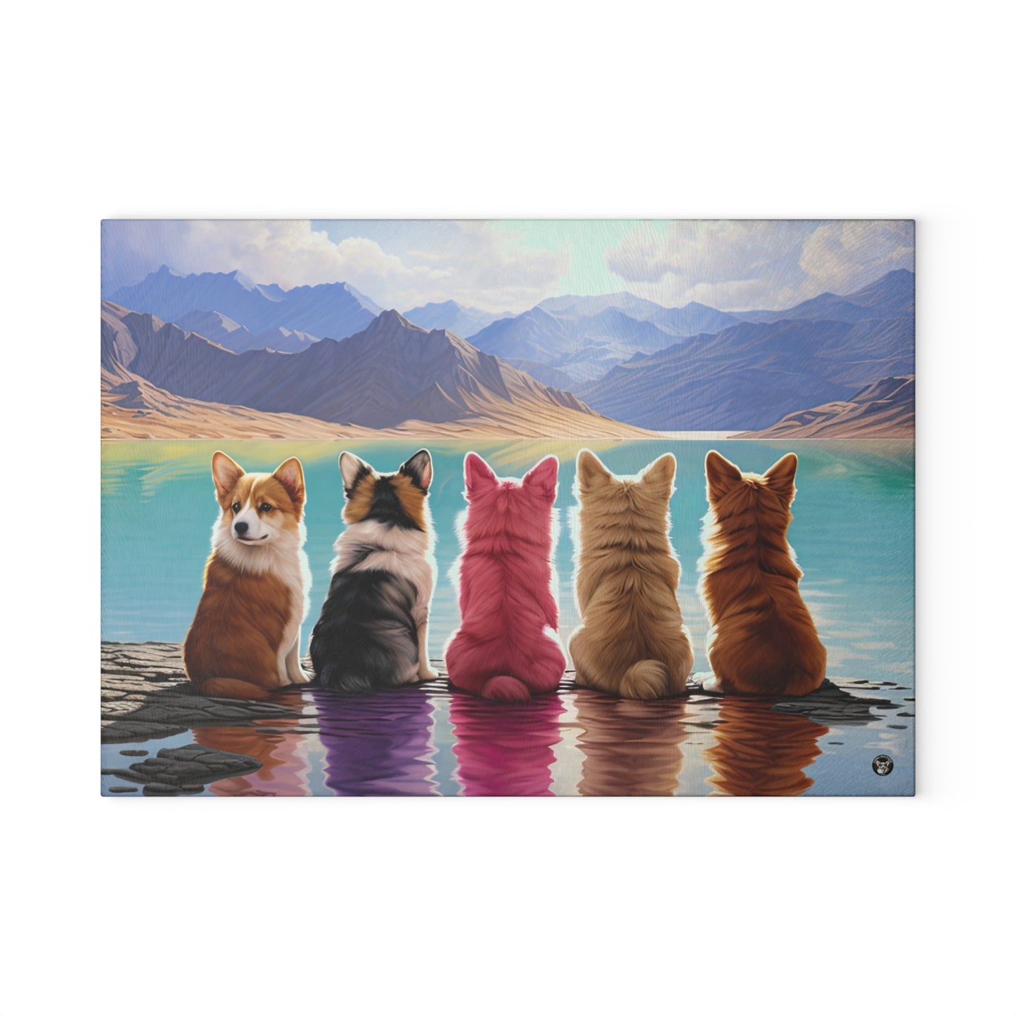 Corgi Lake - Glass Cutting Board
