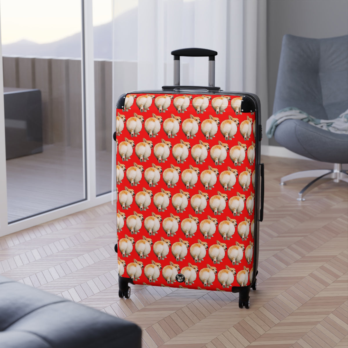 Baby Got Back Mid-Wiggle Corgi Butt Suitcases — Fun Red Corgi Luggage