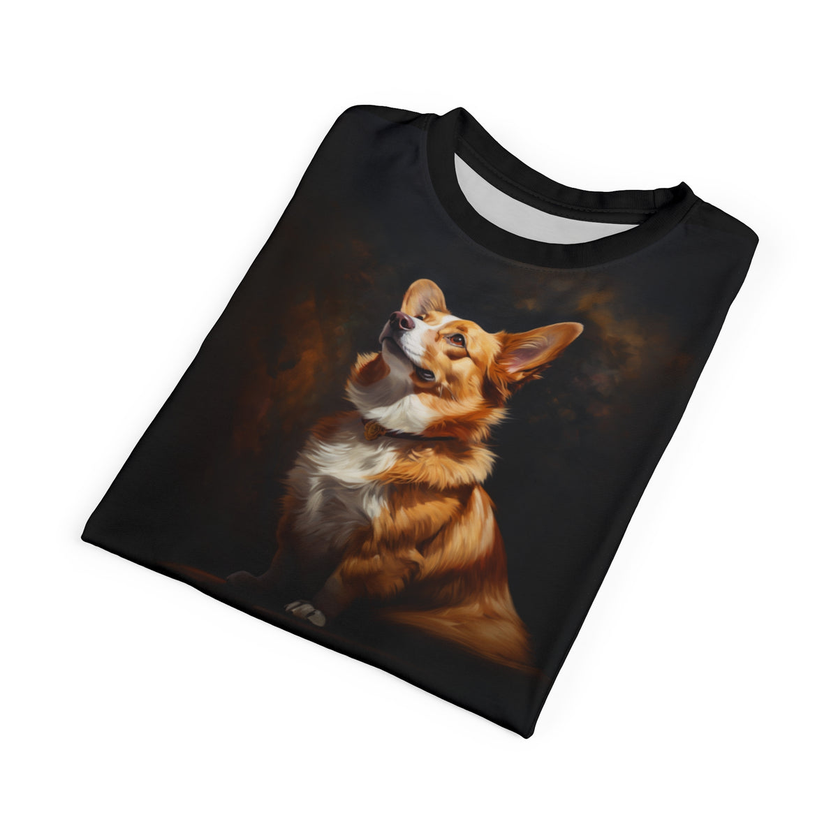 Pembroke Portrait Unisex Bold Designer Tee - Classic Corgi on Phantom Black