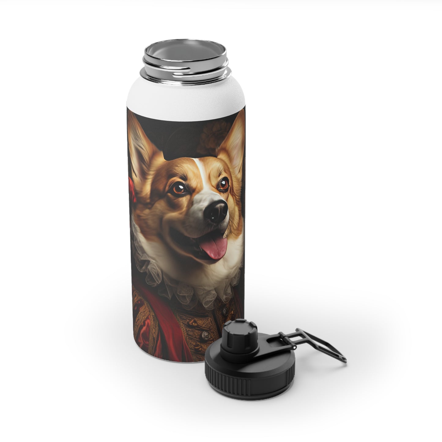 Renaissance Corgi - Water Bottle with Sport Lid
