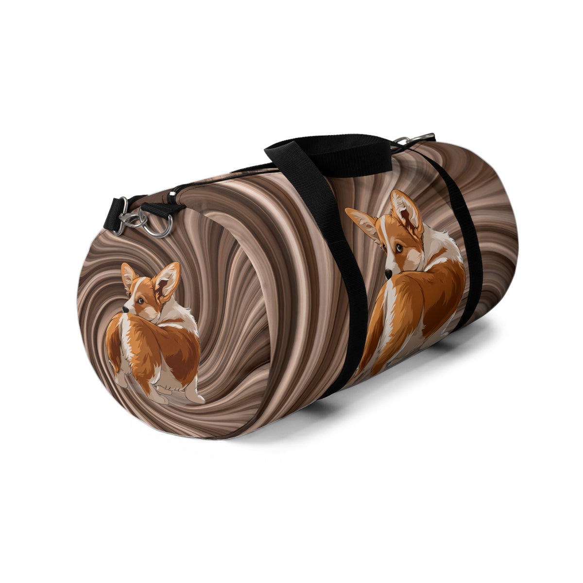 Butt What? Talk To The Butt Contemptuous Corgi Duffel Bag - Fun Swirling Brown Corgi Travel Gym Bag