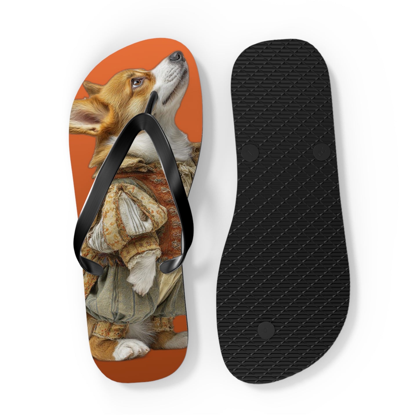 Prince Corgi Portrait Flip Flops – Cool Dog Beach Sandals