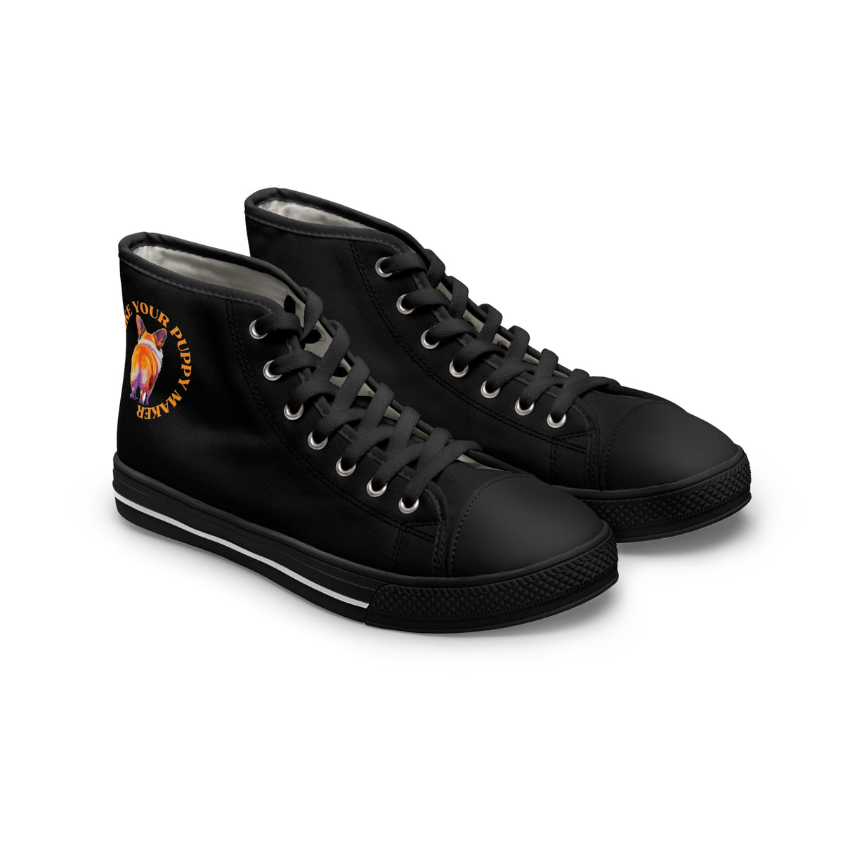 Shake Your Puppy Maker Women's High Top Casual Black Canvas Sneakers