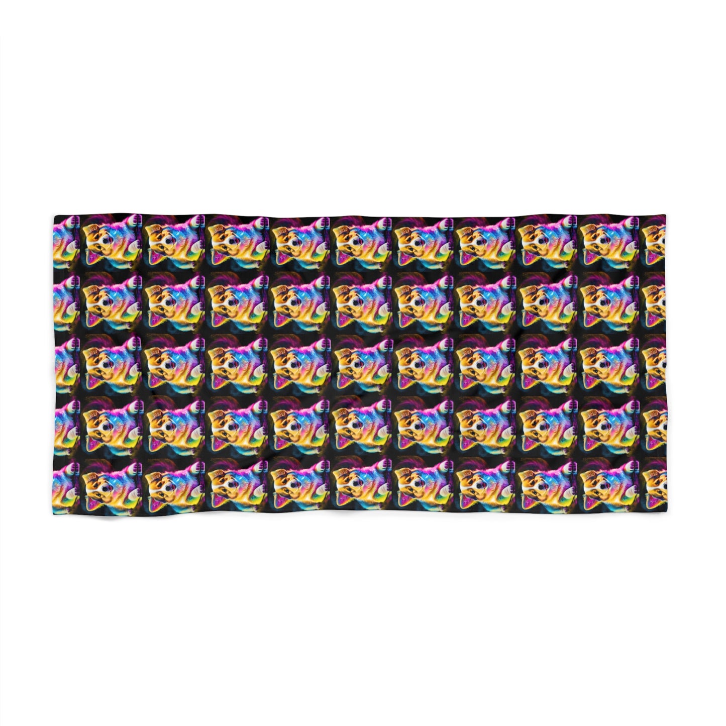 Colorful Corgi Mosaic - Beach Towel