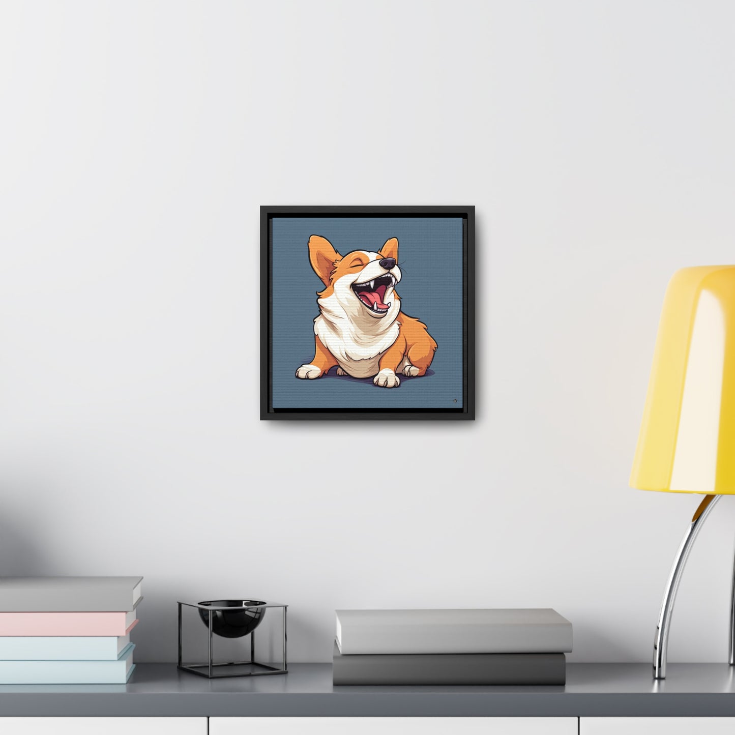 Comical Corgi - Framed on Canvas