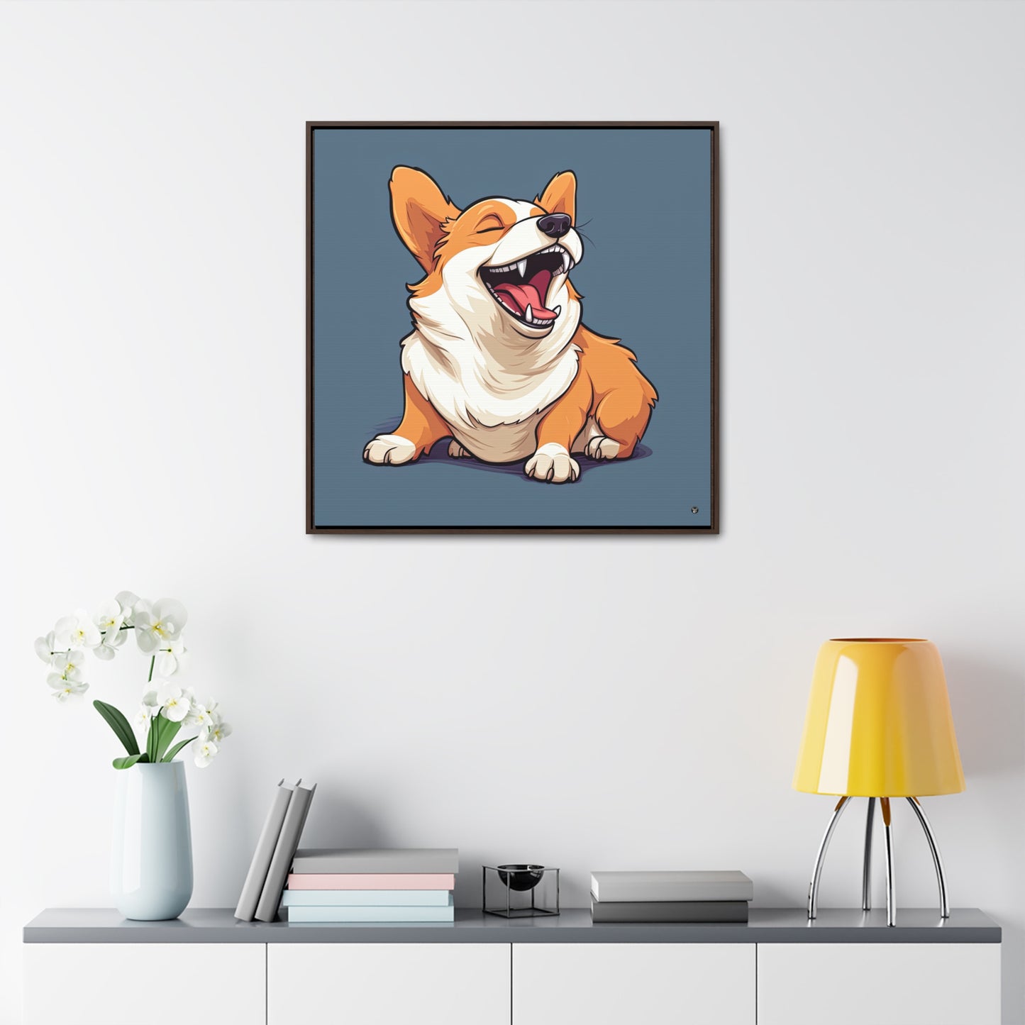 Comical Corgi - Framed on Canvas