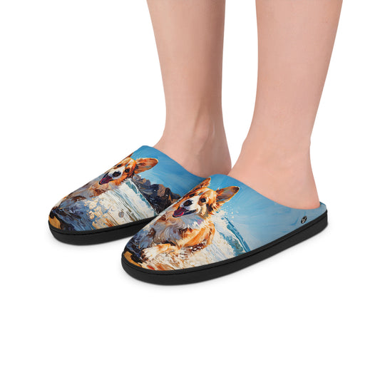 Coastal Corgi Men's Slippers