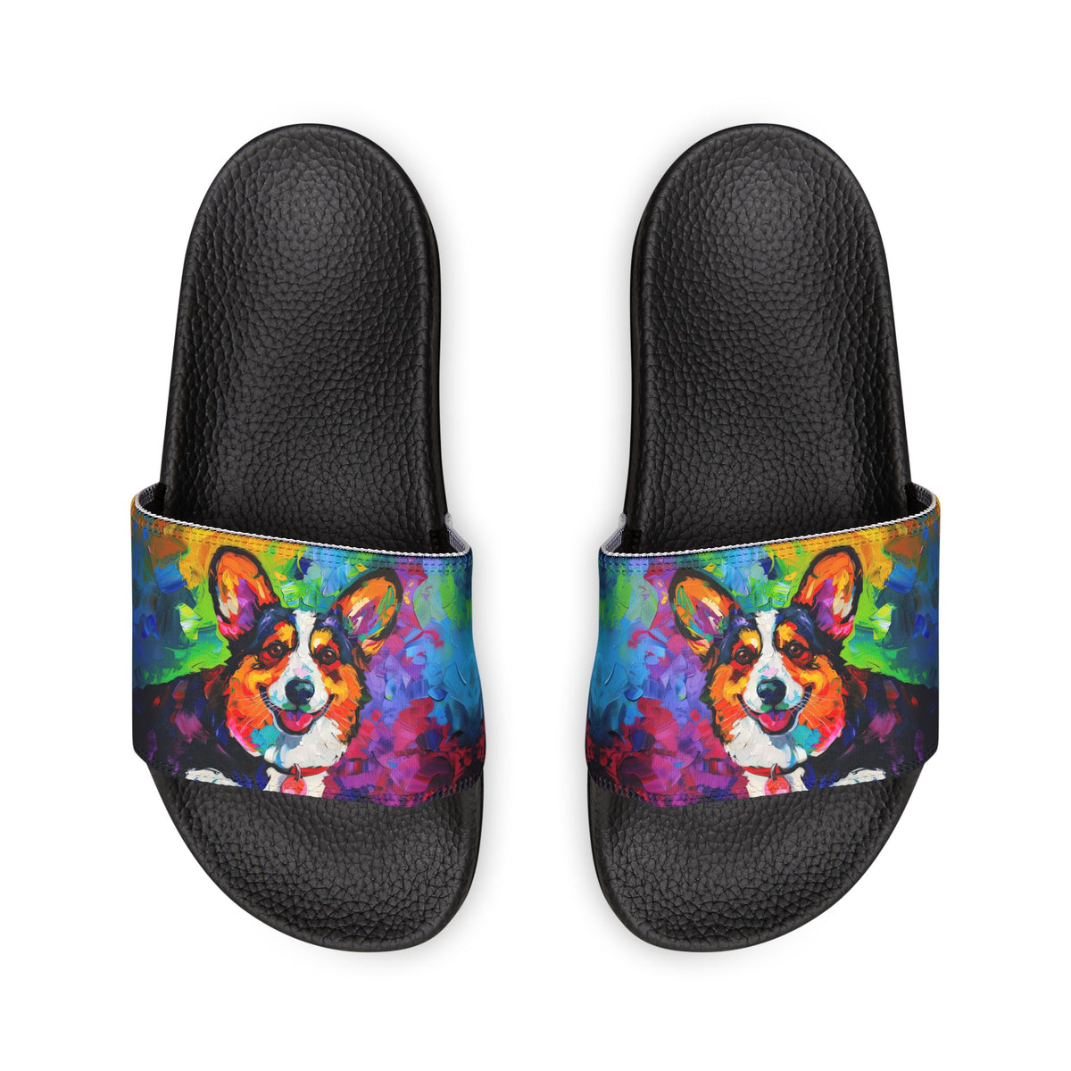 Color Me Corgi Men's Slide Sandals - Casual Pool & Beach Slides