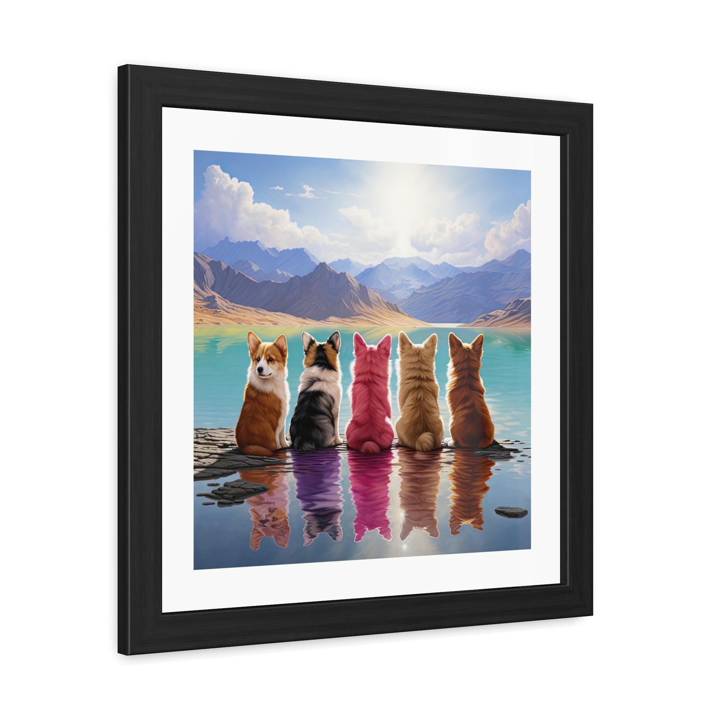 Tableau encadré Corgi Lake