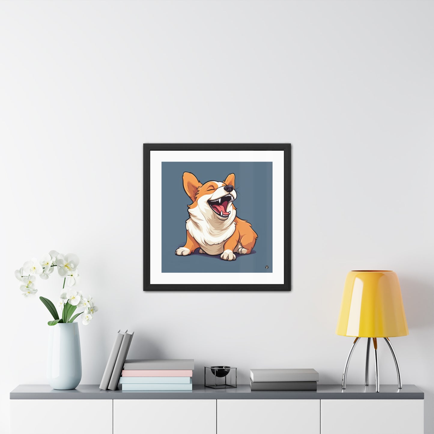 Impression encadrée : Corgi comique