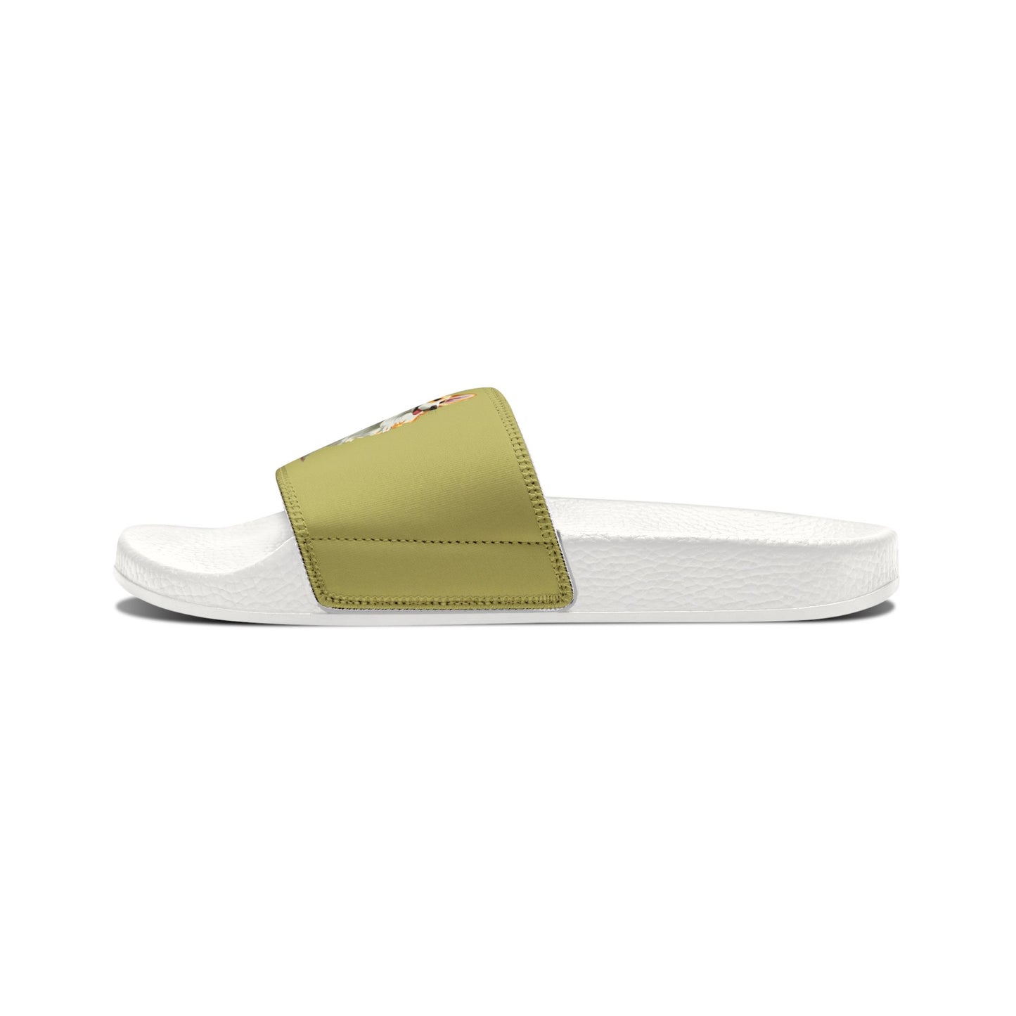 Classic Queen's Corgi Artistic Illustration Women's Khaki Slide Sandals - Casual Pool & Beach Slides