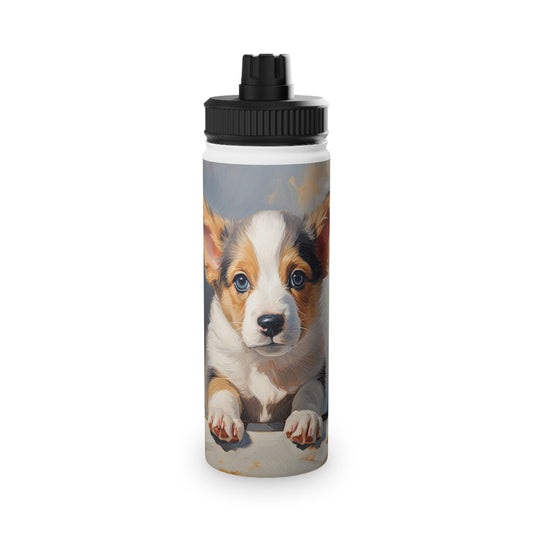 Puppy Portrait - Water Bottle with Sport Lid