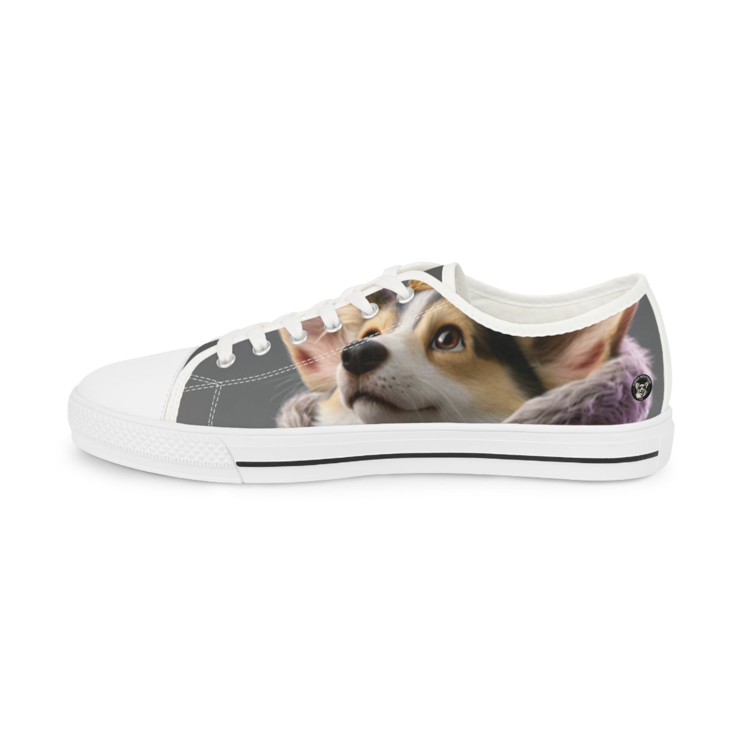 King Pup Cute Corgi Face Men's Low Top Casual Canvas Sneakers