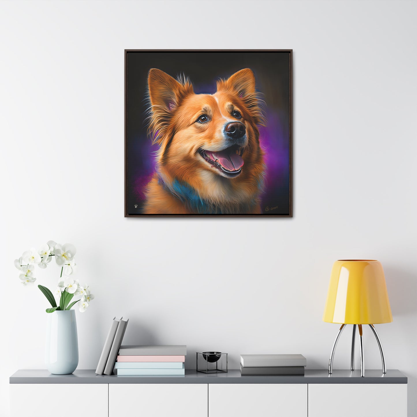 Golden Corgi - Framed on Canvas