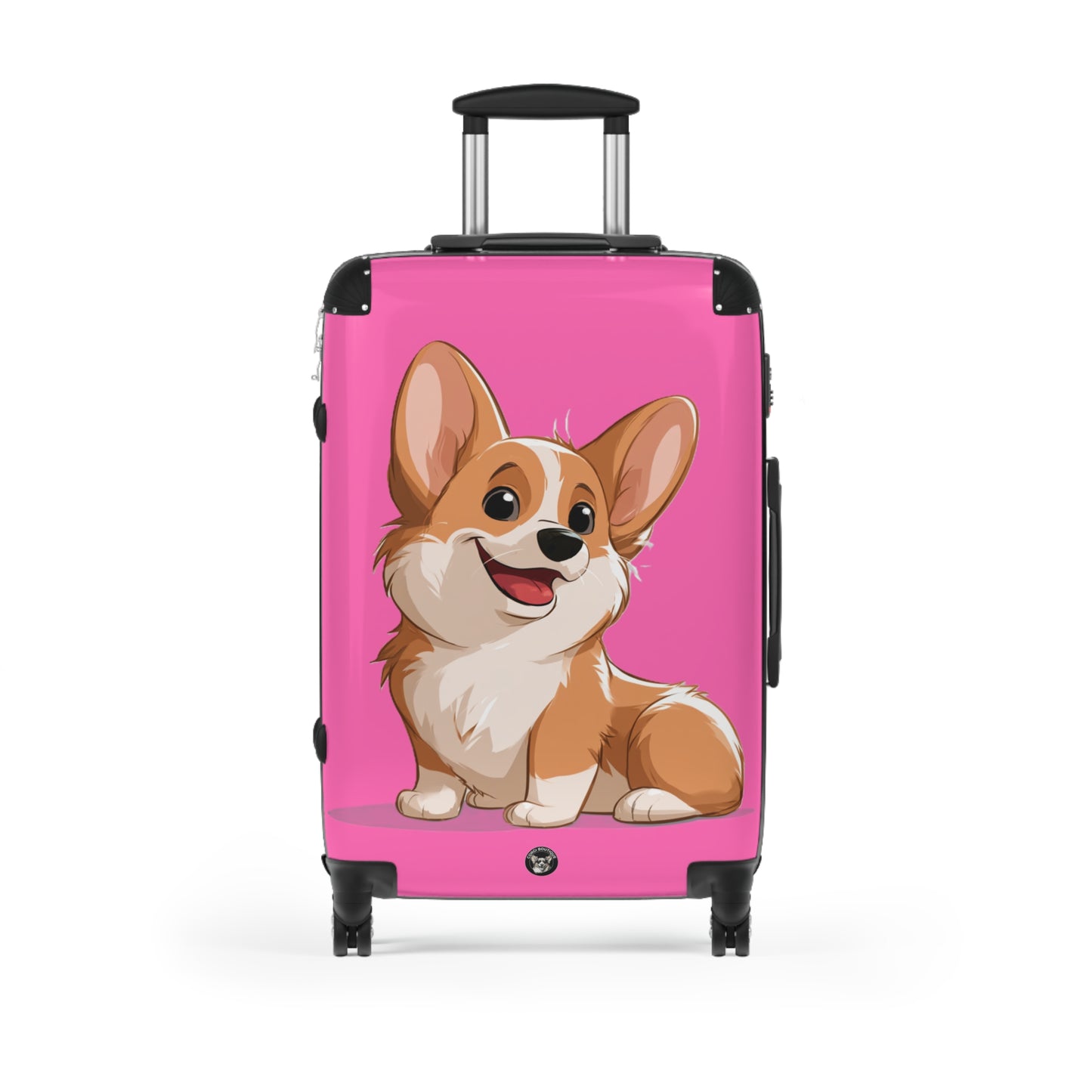 Cute Corgi Puppy Animation Suitcases — Pink Rolling Luggage with Adorable Dog Design