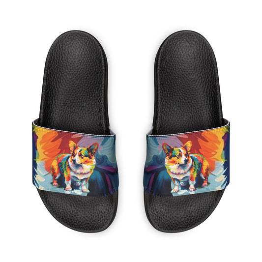 Scouter Corgi Watercolor Men's Slide Sandals - Casual Pool & Beach Slides