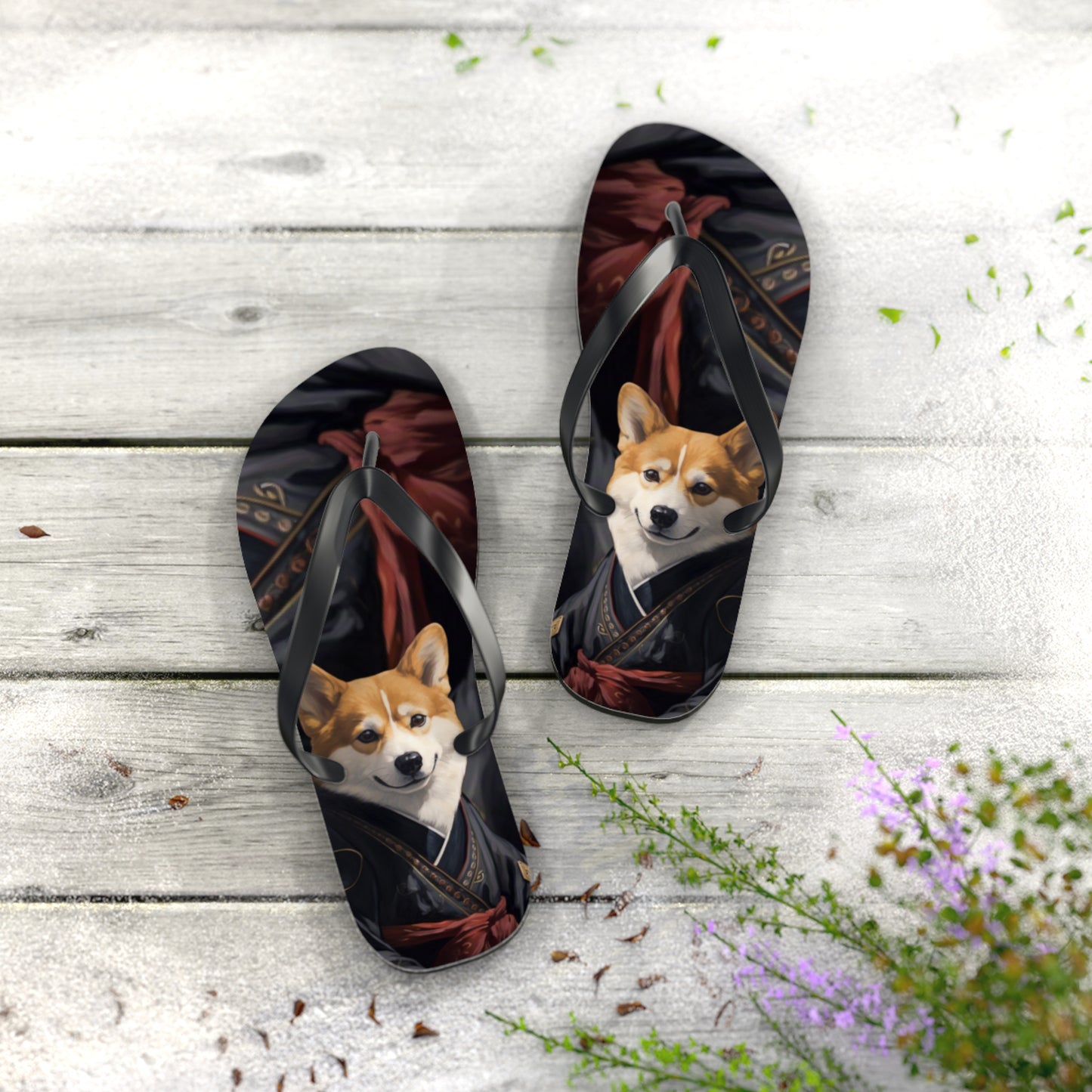 Ninja Corgi Flip-Flops