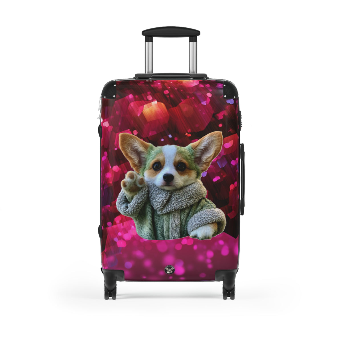 Baby Corgi Star Warrior Suitcases – Red Black & Purple Galaxy Glitter Luggage