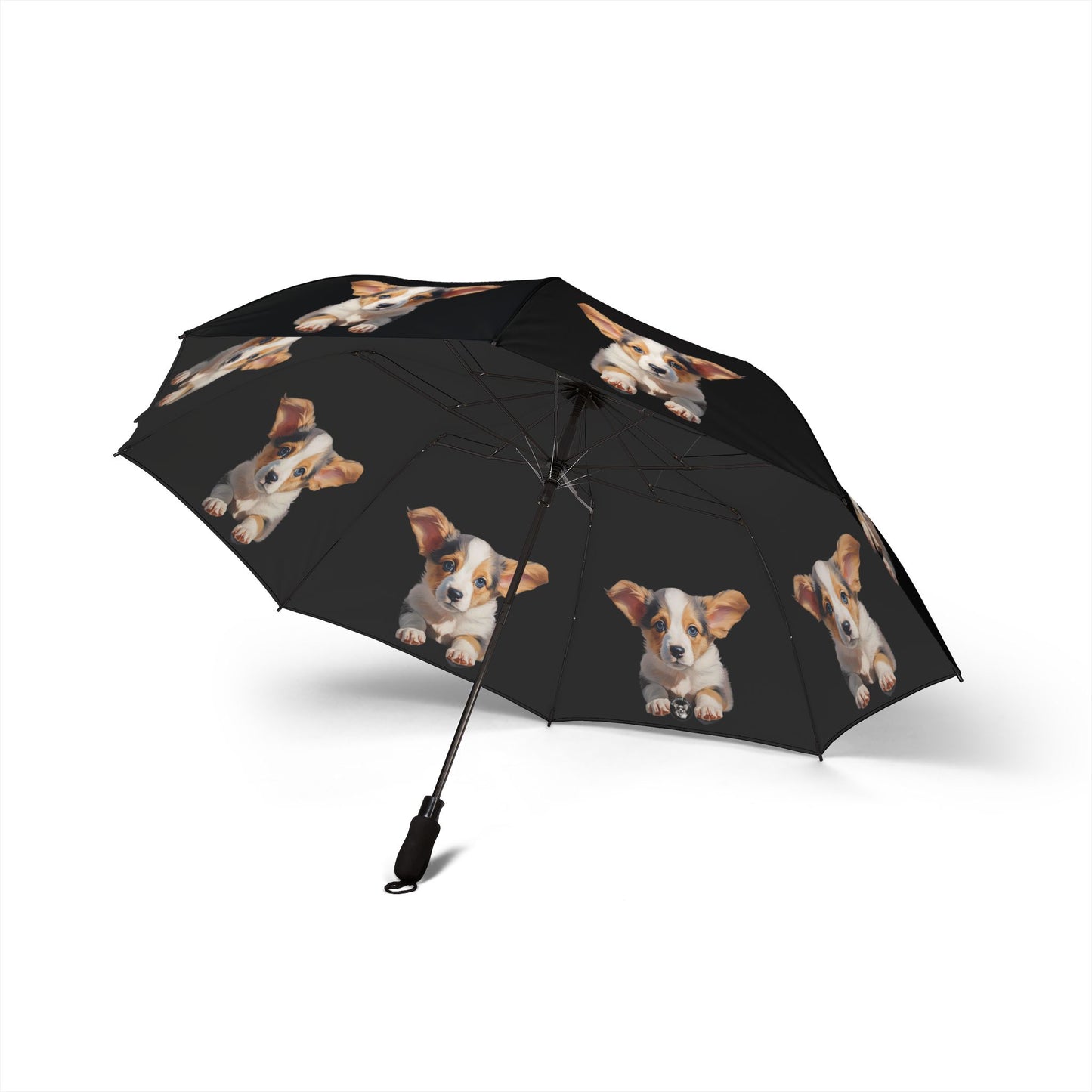 Puppy Dog Eyes Corgi Foldable Umbrella — Cute Dog Print Compact Rain Shield