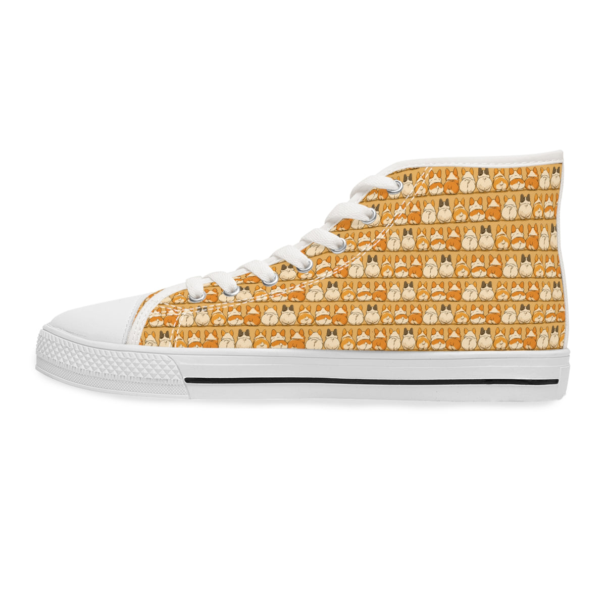 The Bottom Line Women's High-Top Sneakers - Corgi Fanny Formation on Toasted Amber Canvas