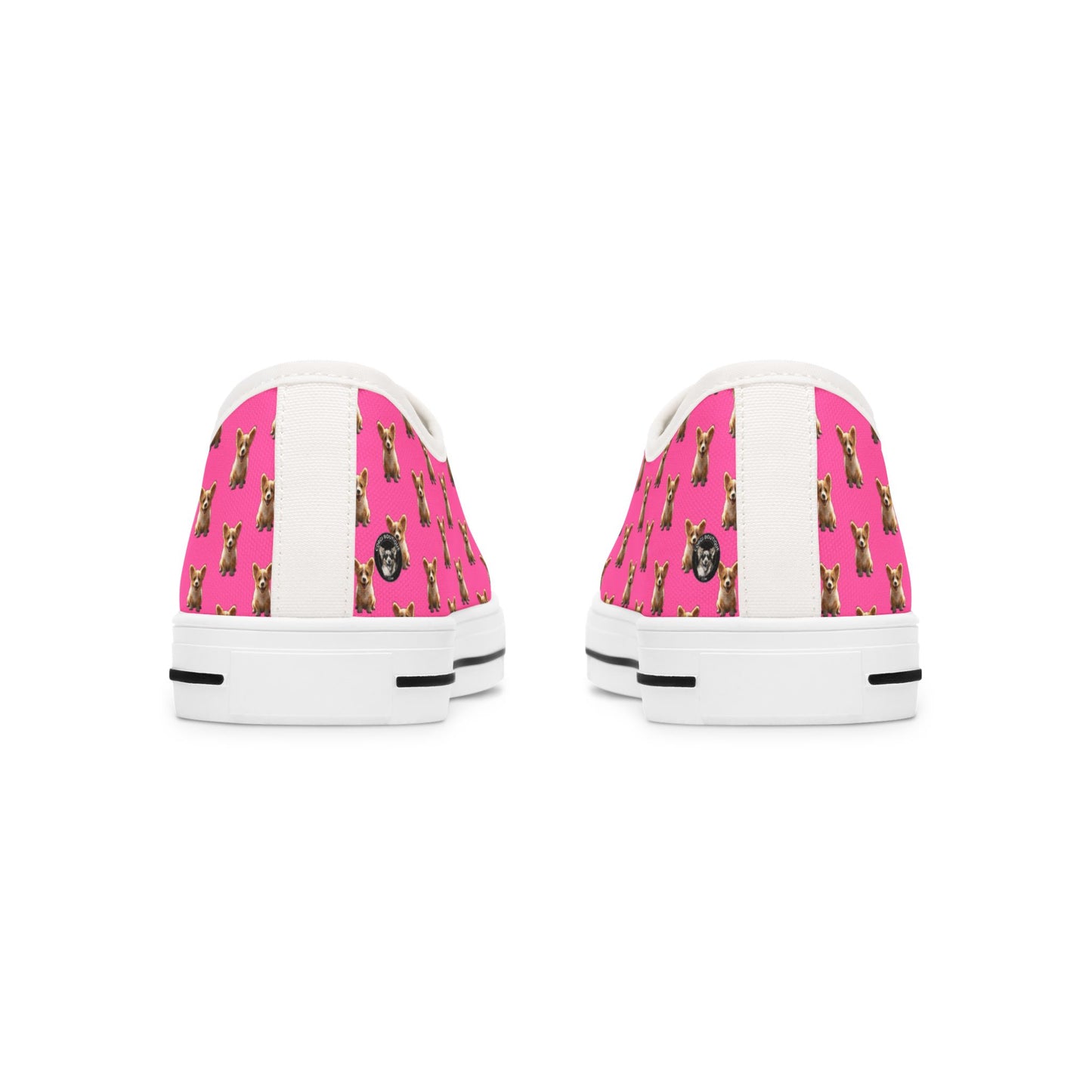 Sweetness Hot Pink Women's Low Top Casual Canvas Sneakers — Corgi Mosaic Pattern