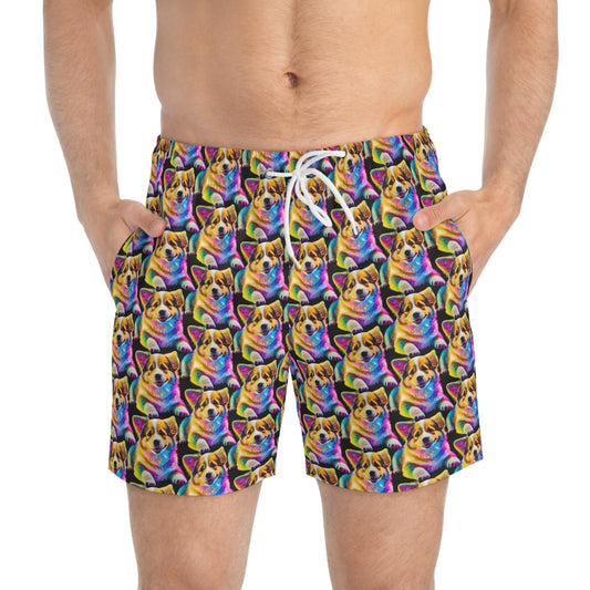 Colorful Corgi - Swim Trunks