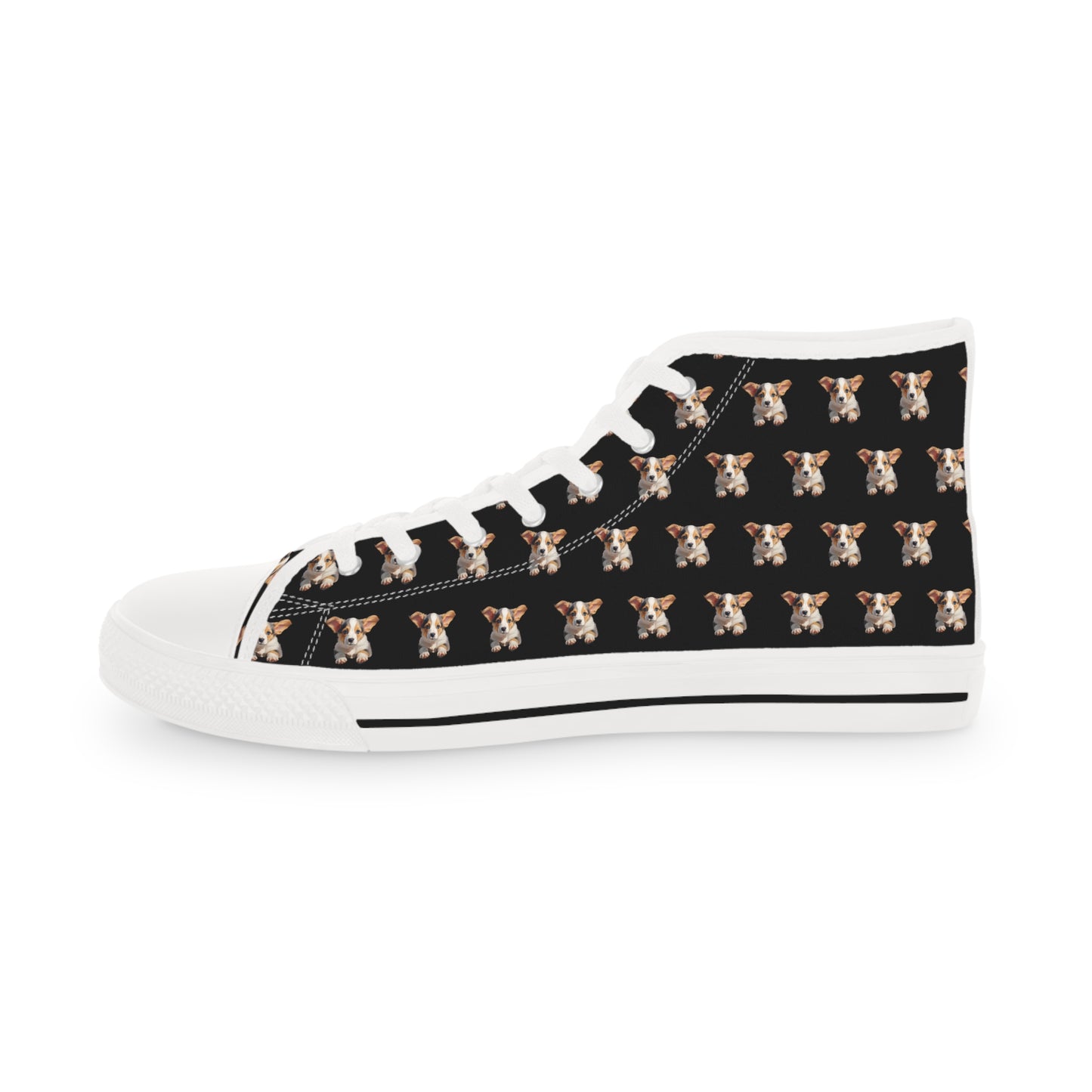 Puppy Corgi Portrait Mosaic Men's High Top Casual Black Canvas Sneakers