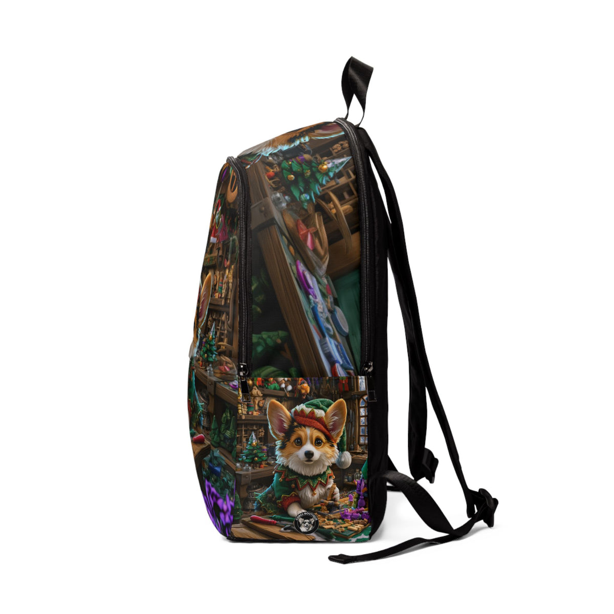 Santa's Little Helper Holiday Elf Backpack — Festive Corgi Rucksack