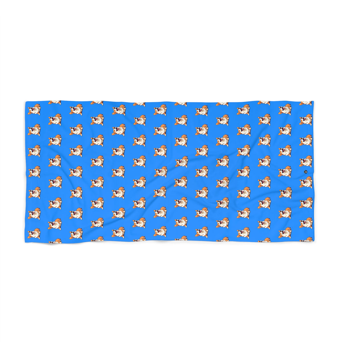 Comical Corgi All Smiles Repeater Pattern Beach Towel - Blue Corgi Pool Wrap