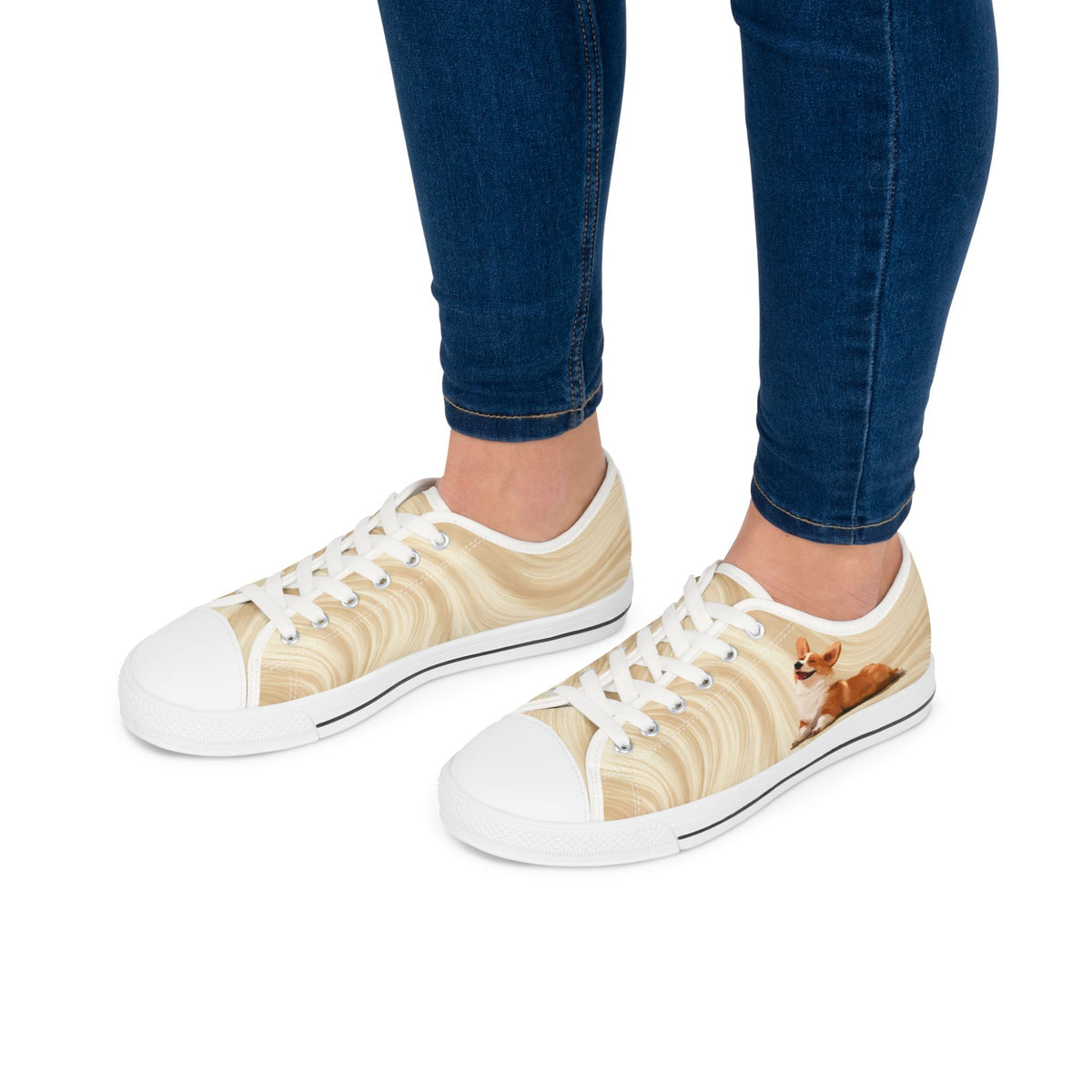 Giddy Sploot Women's Low Top Sneakers — Creamy Champagne Canvas Casual Shoes
